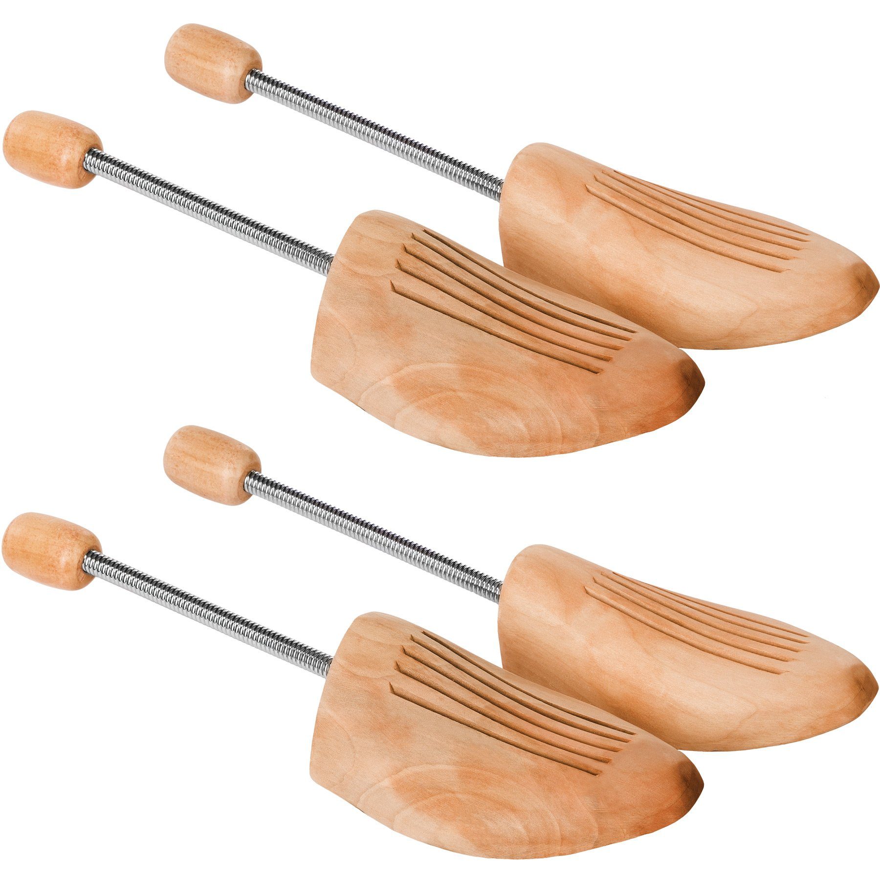 tectake Schuhspanner 2 Paar Spiral-Schuhspanner, gute Luftzirkulation (Schuhdehner, für Damen- und Herrenschuhe in braun), aus Zedernholz Verhinderung von Gehfalten, hohe Feuchtigkeitsaufnahme
