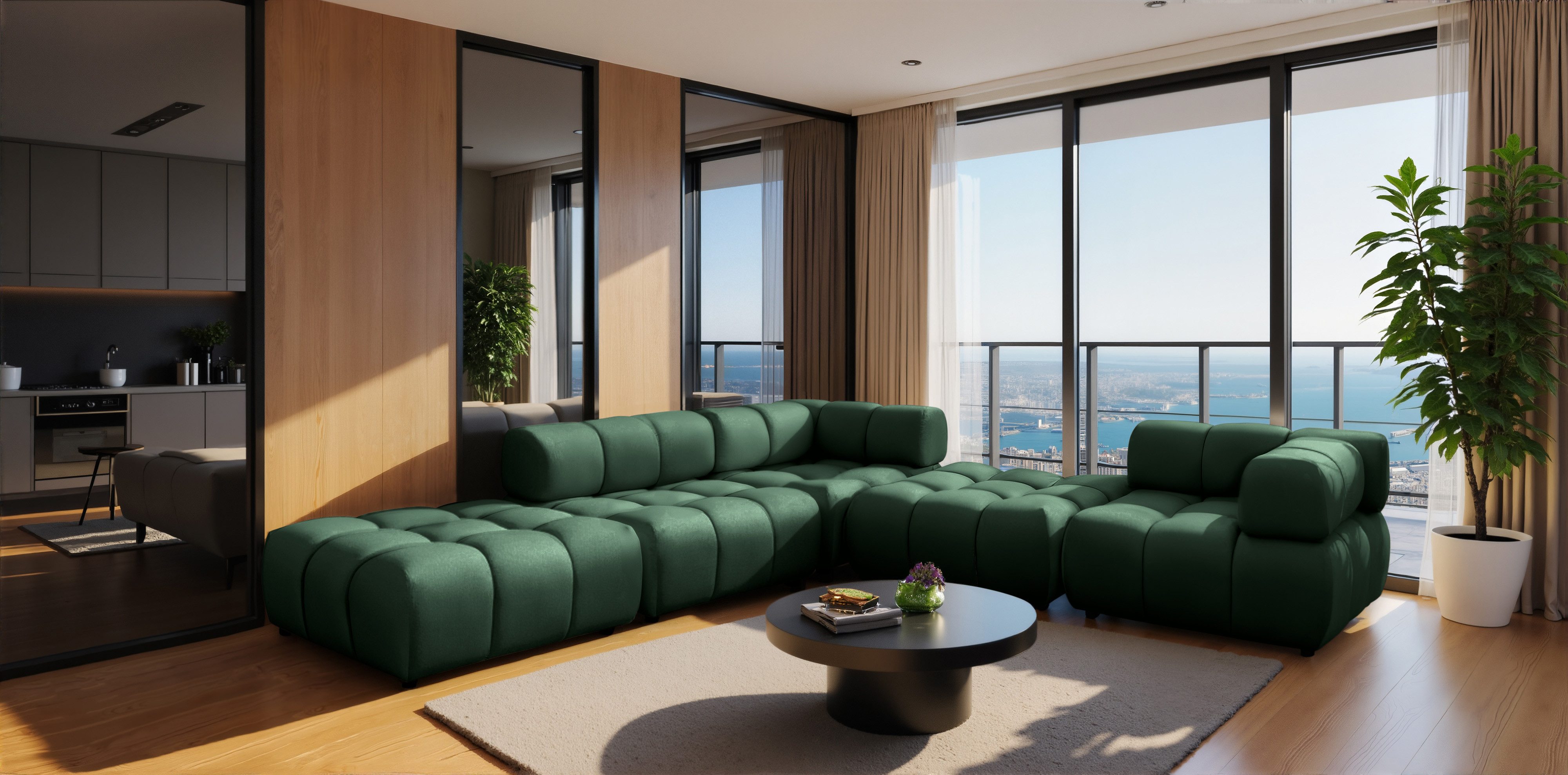 Kaiser Möbel Ecksofa universell modern modular Premium aus Veloursstoff Bluvel,BOLLA Corner, Einzelartikel, luxuriöses Designer-Ecksofa,moderne Bubble-Form