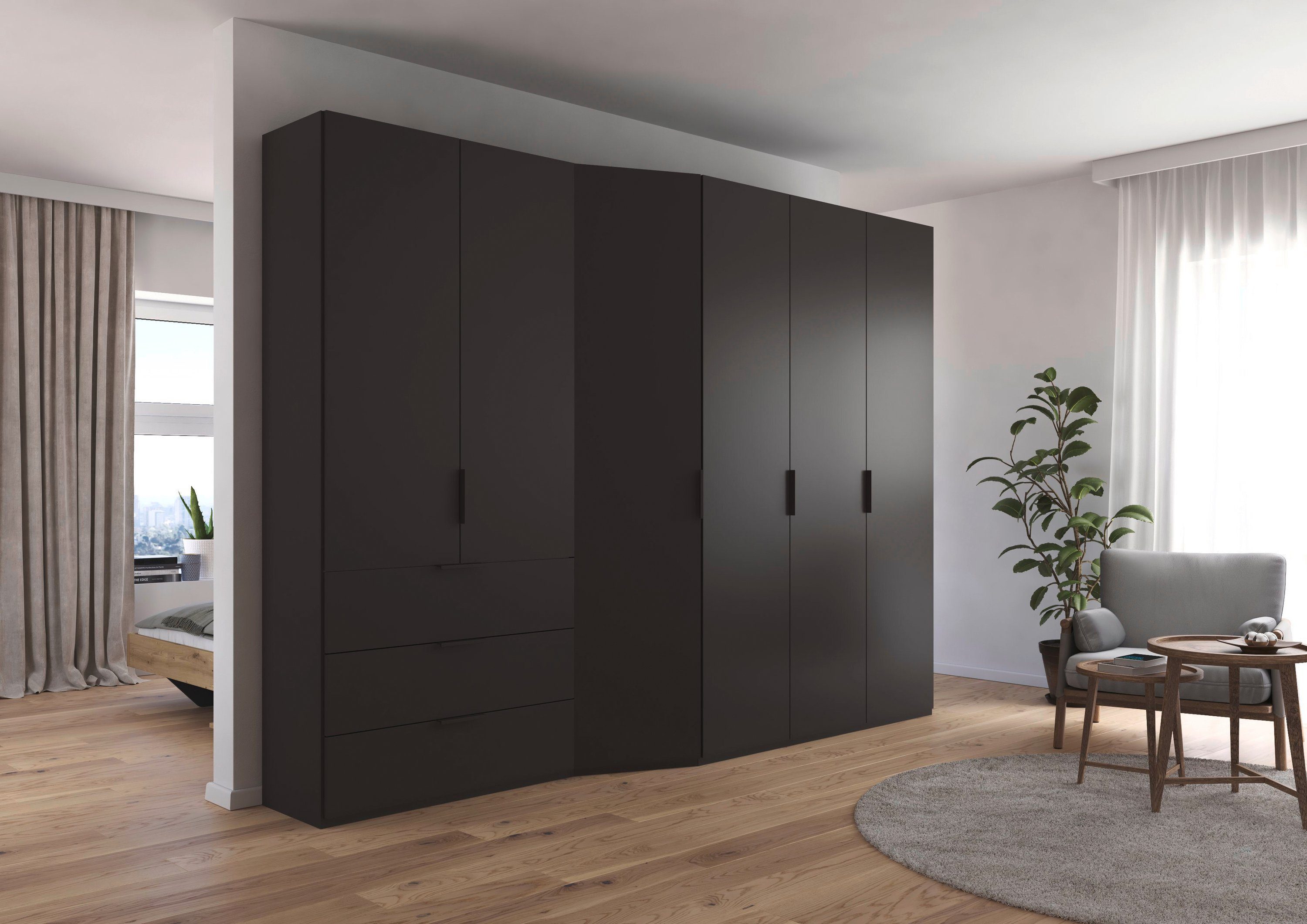rauch Drehtürenschrank Kleiderschrank Schrank Garderobe Wäscheschrank WAVE (Breiten 247/297 cm, Höhe 222 cm, inkl. SOFT-CLOSE-FUNKTION) in 2 unterschiedlichen Tiefen, mit Soft-Close Funktion MADE IN GERMANY