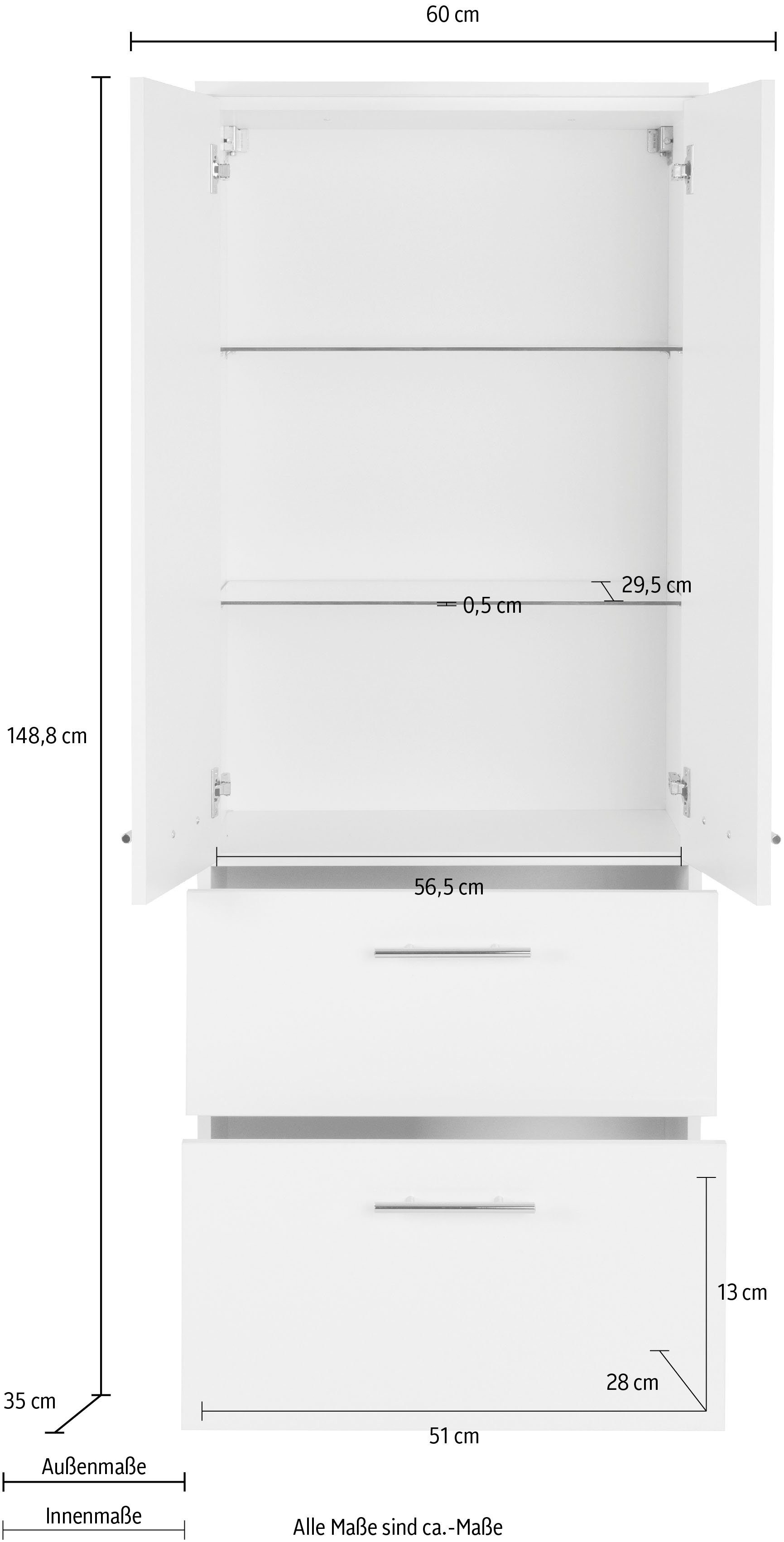 MARLIN Midischrank 3040, Breite 60 Struktur cm | Eiche Eiche Struktur