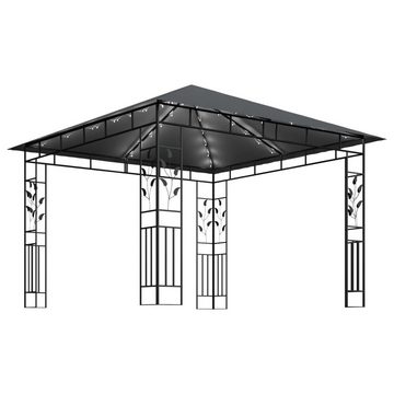 vidaXL Pavillon Pavillon Gartenzelt mit Moskitonetz LED-Lichterkette 3x3x2,73m Anthra