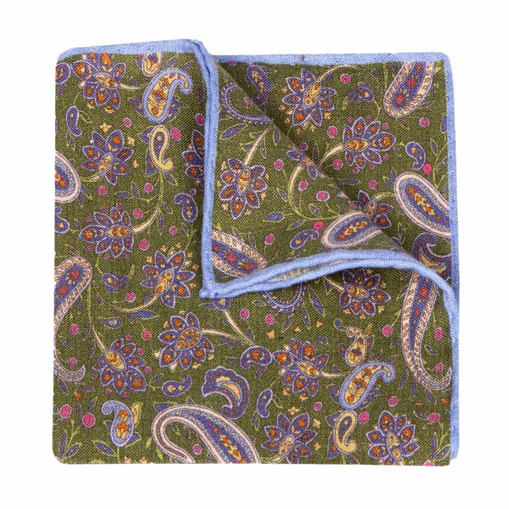 BGENTS Einstecktuch Handrolliertes Leineneinstecktuch mit Paisley-Muster, Farbintensiver Druck
