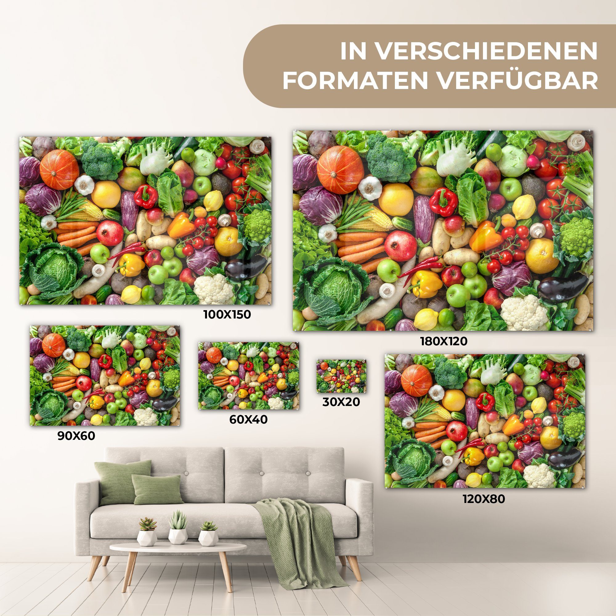 Bilder Wandbild Glas Glas - - auf Apfel, Acrylglasbild - MuchoWow - Glasbilder Gemüse St), (1 Foto auf - Wanddekoration Obst