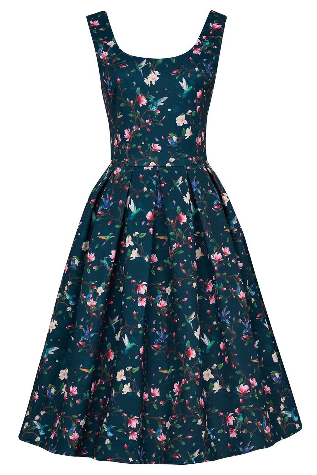 Dolly and Dotty A-Linien-Kleid Amanda Navy Hummingbird Retro Rockabilly 50er