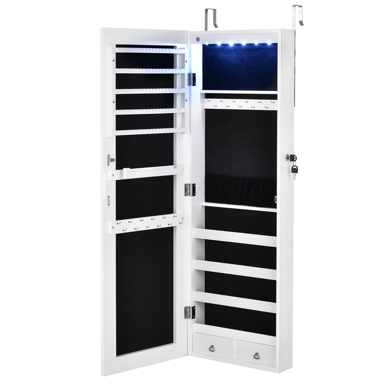 COSTWAY Schmuckschrank mit 6 LED&Schubladen,abschließbar