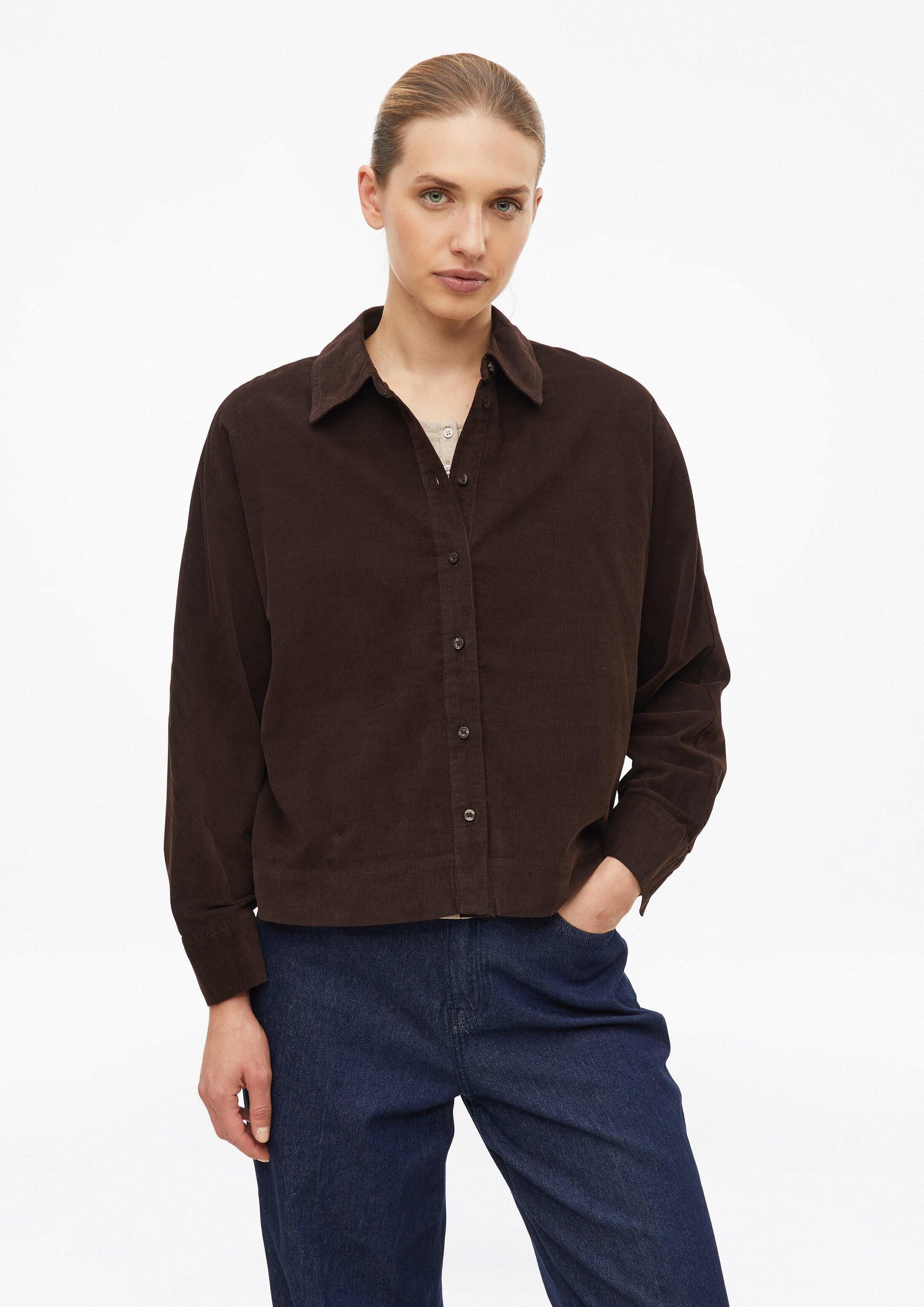 s.Oliver Langarmbluse Bluse Feincord-Bluse mit Fledermausärmeln im Relaxed Fit