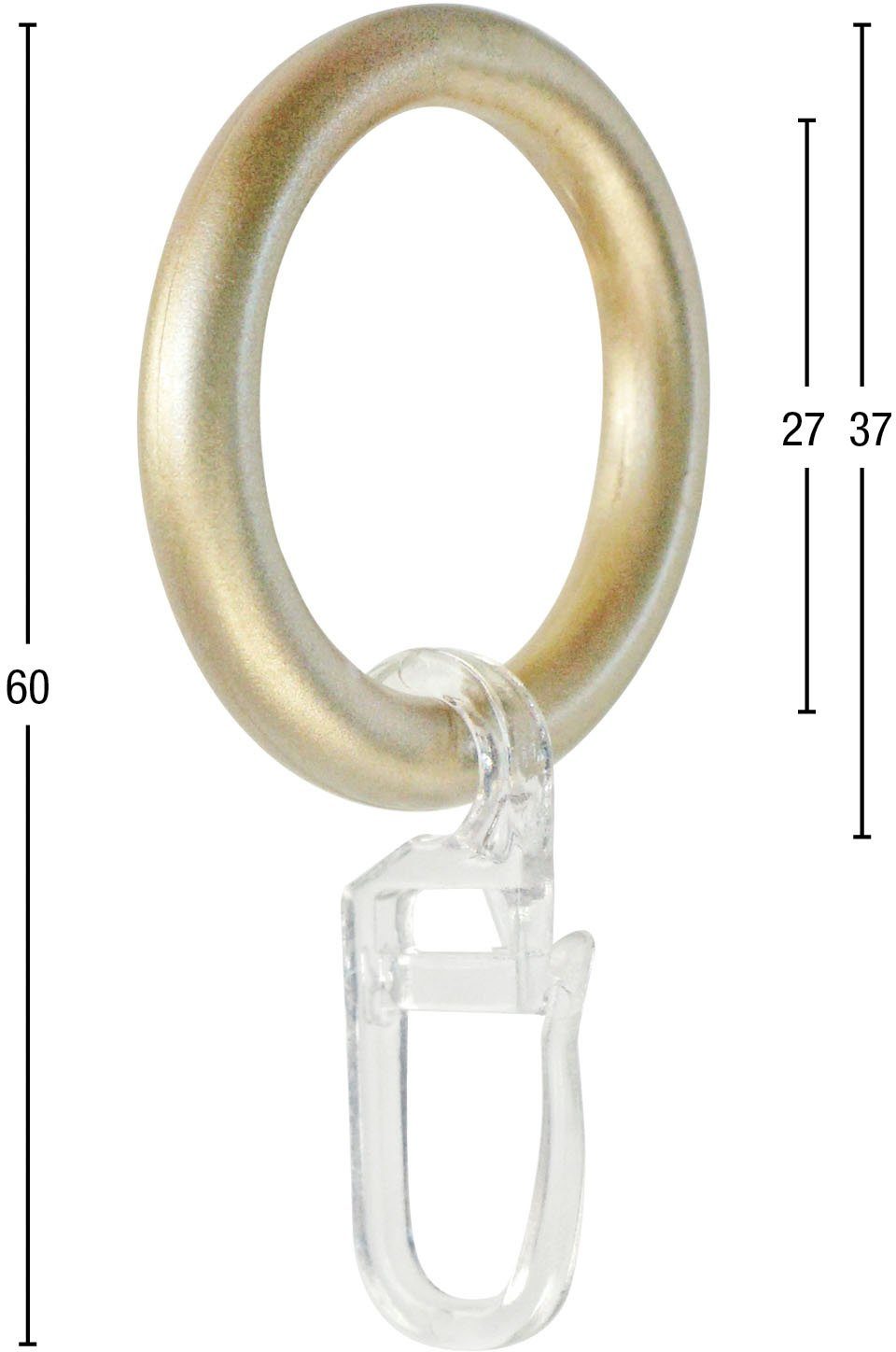 GARESA Gardinenring Kunststoffring mit Haken, (20-St), für Durchmesser bis 20mm, einfache Montage – Bild 2 von 3