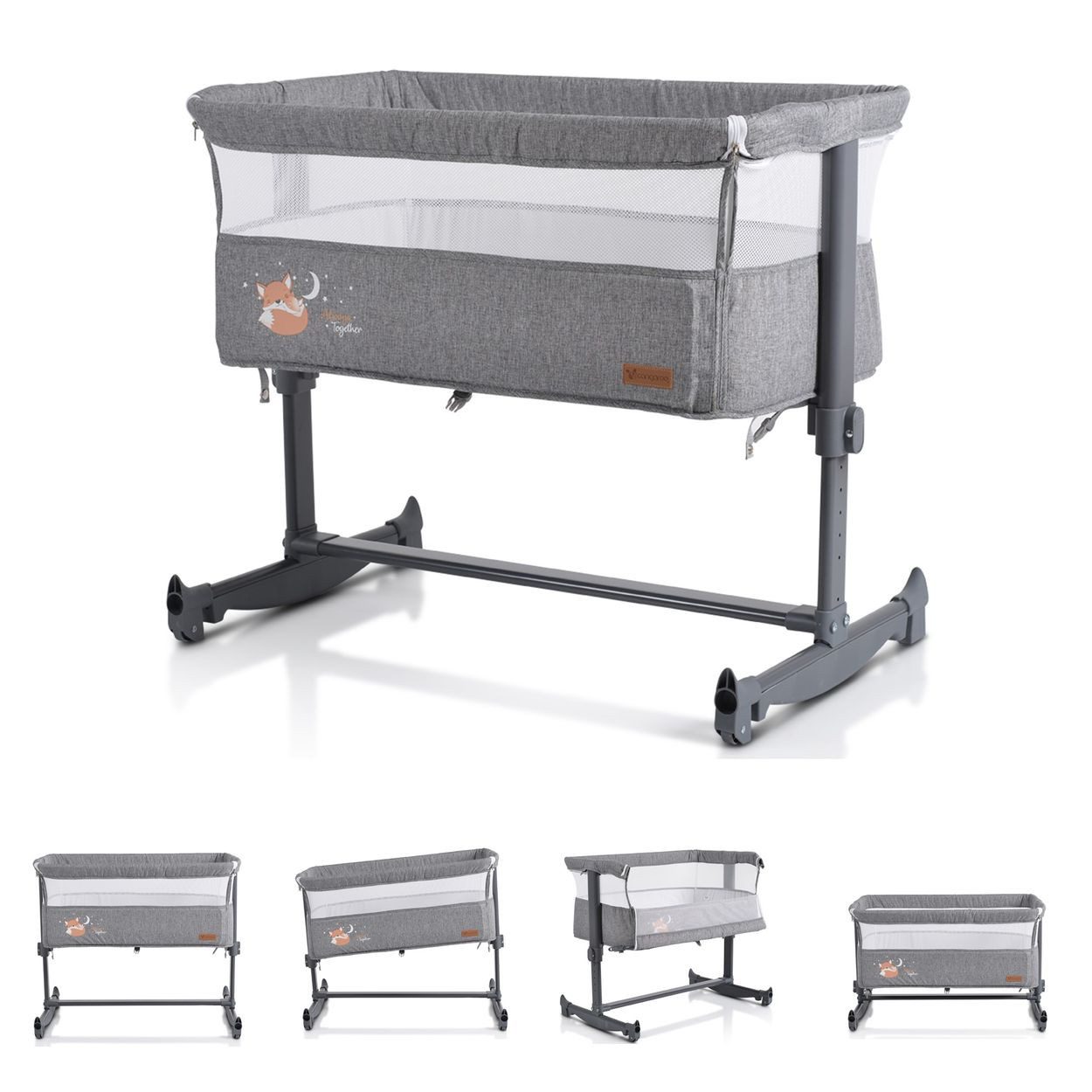 Cangaroo Komplettbett Beistellbett Always Together, Schaukel, Matratze, verstellbar, rutschfest