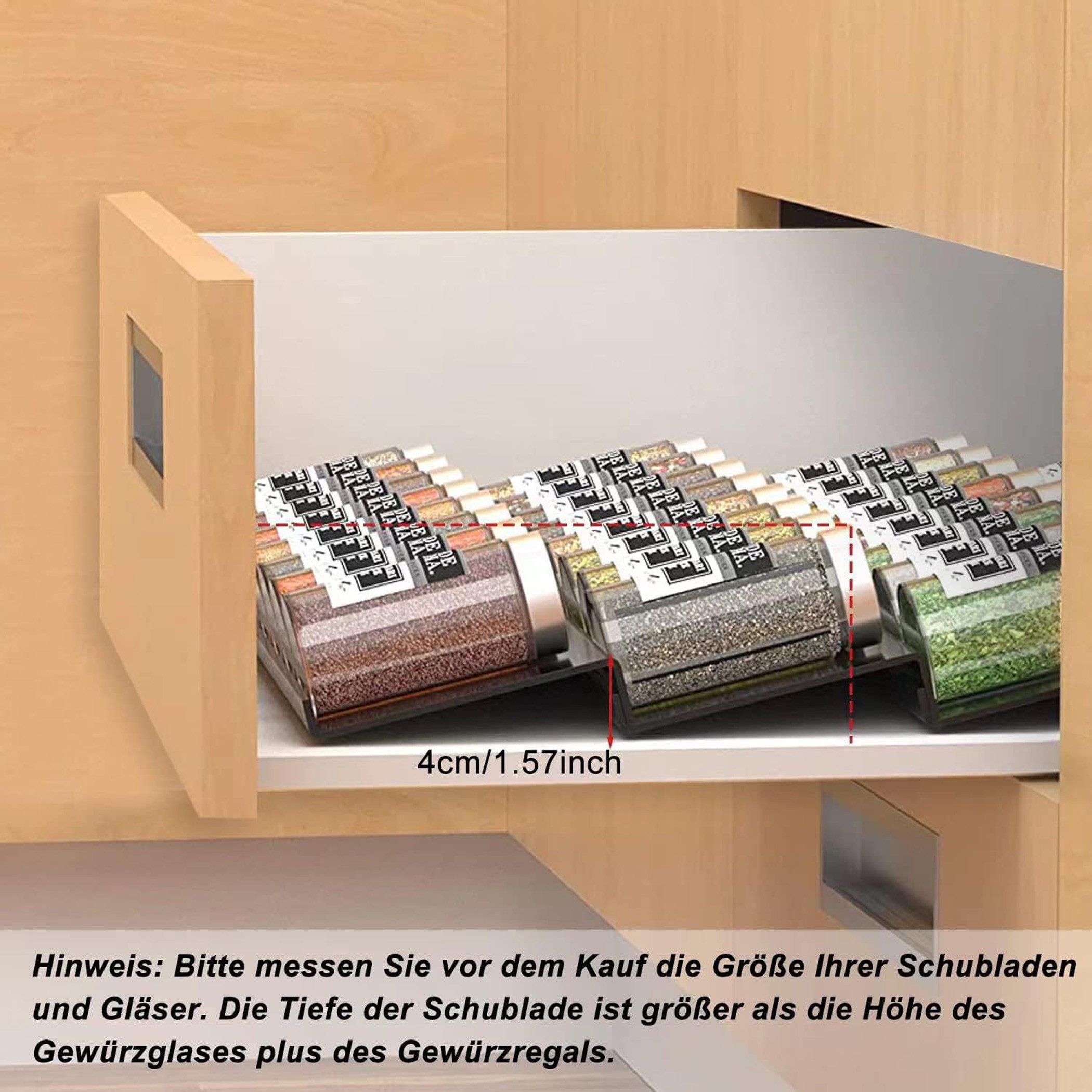 Diwzbyn Gewürzregal 6er Pack Gewürzregal Schublade, Erweiterbares Gewürz Organizer, Schublade Verstellbar, Schubladeneinsatz Gewürze – Bild 5 von 5