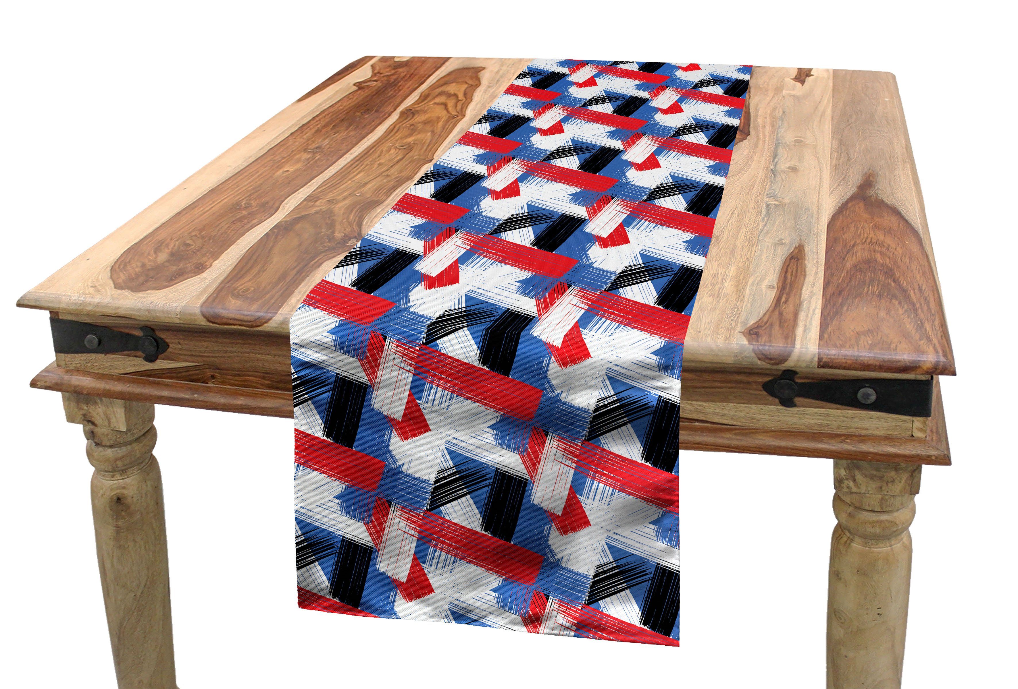 Abakuhaus Tischläufer Esszimmer Küche Rechteckiger Dekorativer Tischläufer, Abstrakt Geometrisches Grunge-Motiv