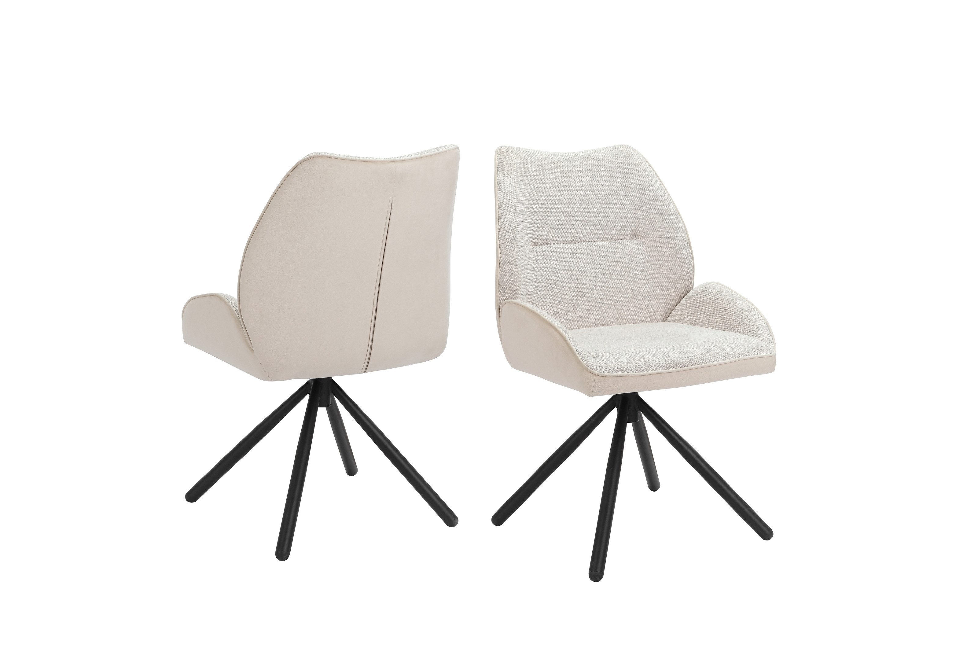freiraum Esszimmerstuhl Toulouse, (2er-Set) in Creme-Weiß, Samt-Stoff - 55x87x60 (BxHxT)