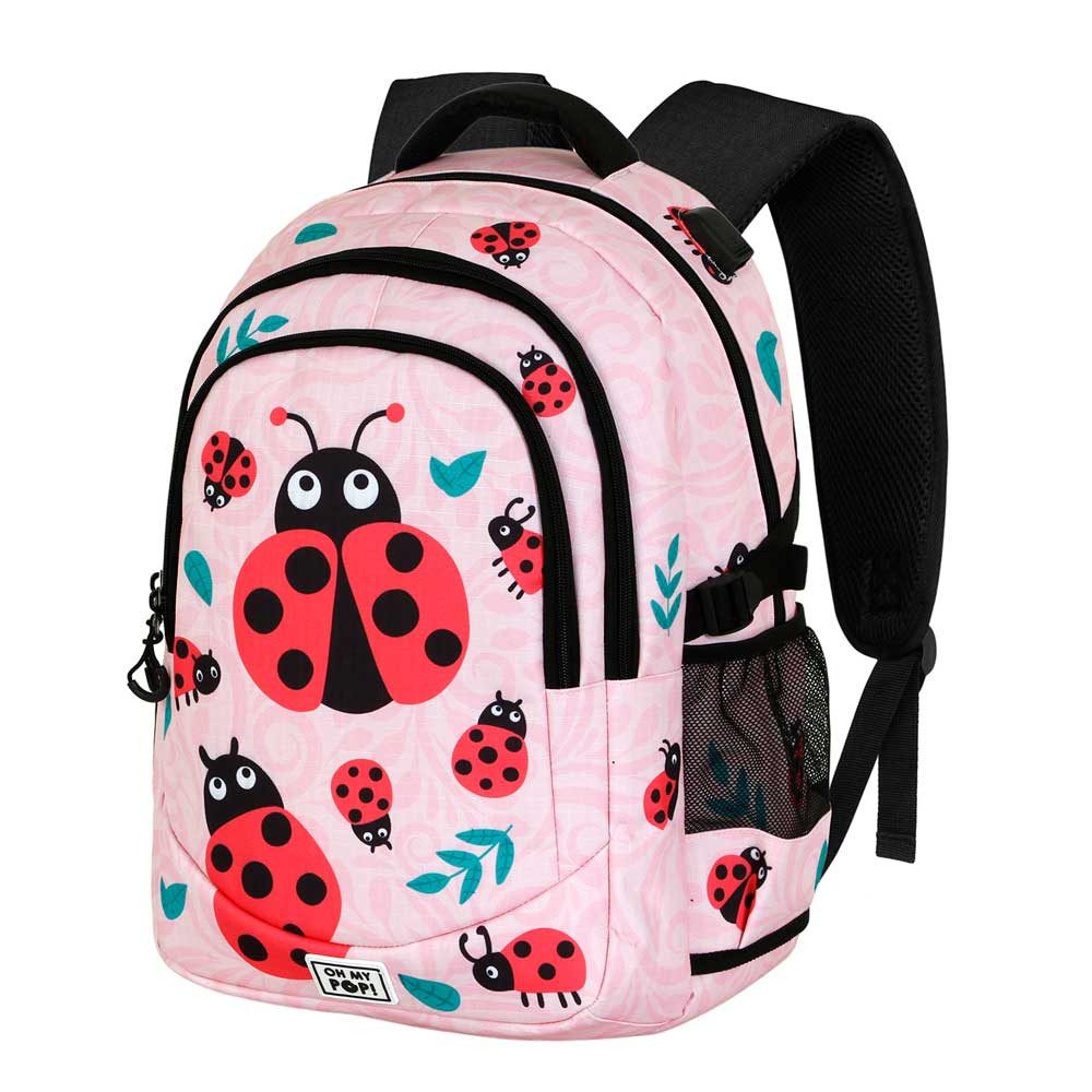 Oh My Pop! Laptoprucksack Ladybug großer Rucksack Tagesrucksack Alltagsrucksack Schulrucksack, USB-Anschluss für elektronische Geräte