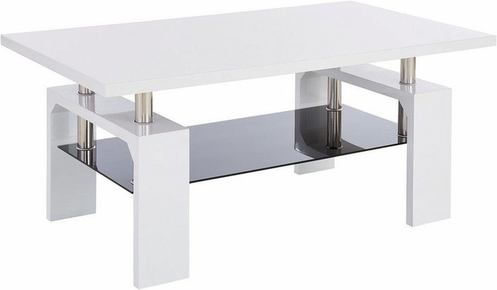 möbelando Couchtisch in Weiß, Gestell MDF - 100x45x60cm (BxHxT)