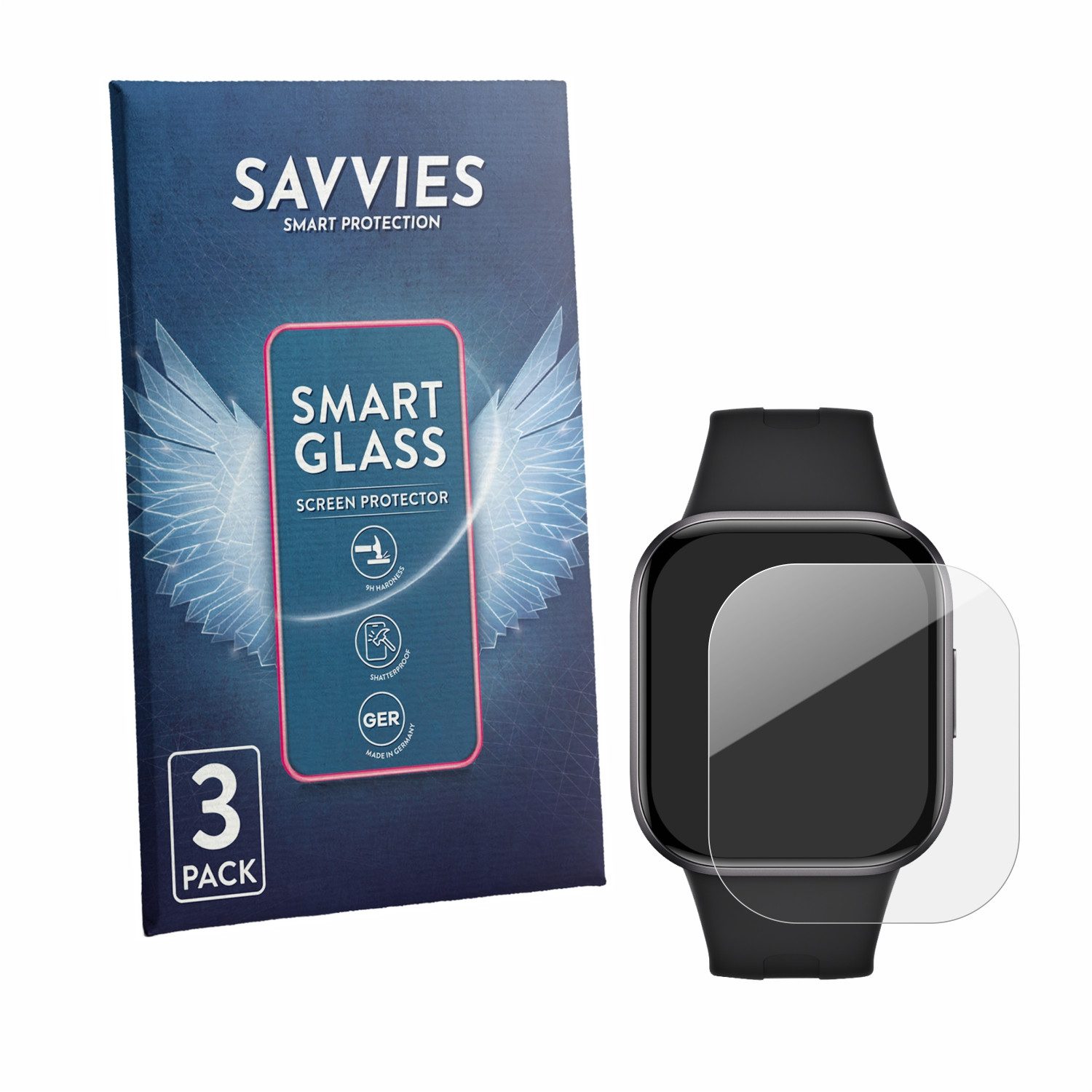 Savvies Displayschutzglas Schutzglas Panzer für Xiaomi Redmi Watch 6 Active, 3 Stück, Schutzfolie Display Schutz Glas Folie klar