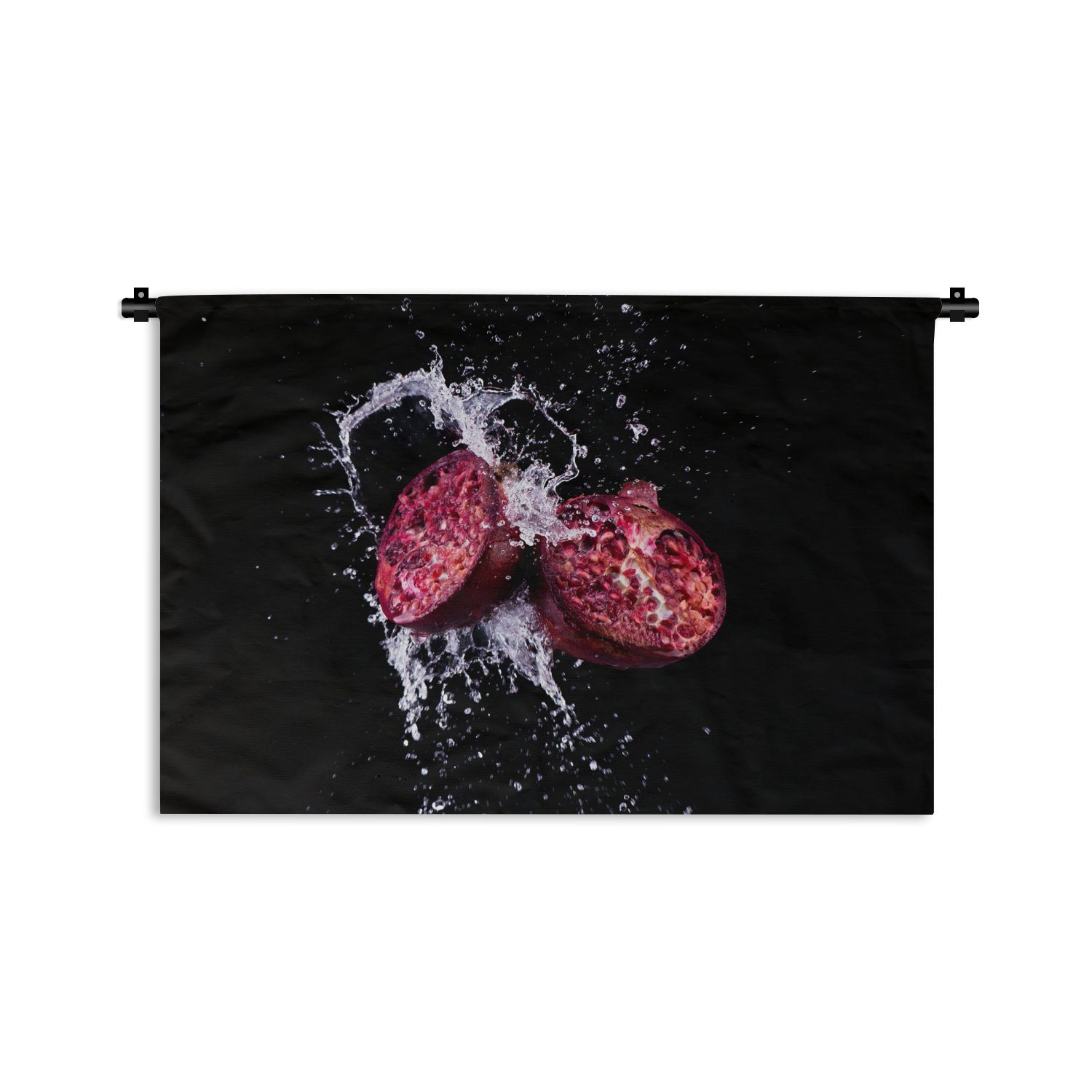 Vollständiges Produktsortiment! MuchoWow Wanddekoobjekt Granatapfel - Frucht Wanddeko Schwarz - Violett, Wandbehang, Wasser Wohnzimmer, für Kleid, - Schlafzimmer, Kinderzimmer 