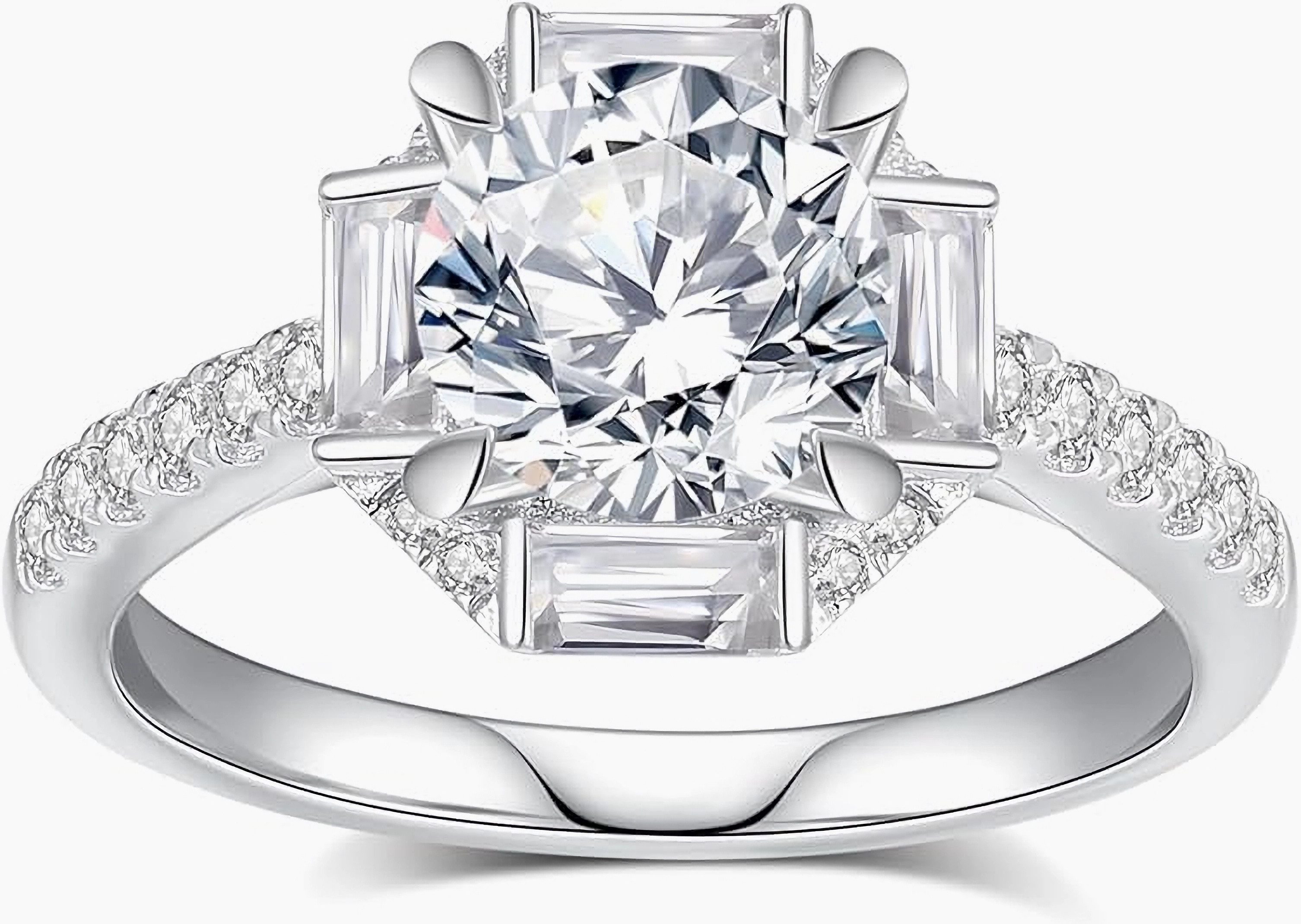 Jumpeak Verlobungsring Damen 585 Echtgold Ring,Damen Diamantring,2ct-Ewigkeitsring, E,vvs2,3ex,mit igi internationalem Zertifikat,damen geschenk