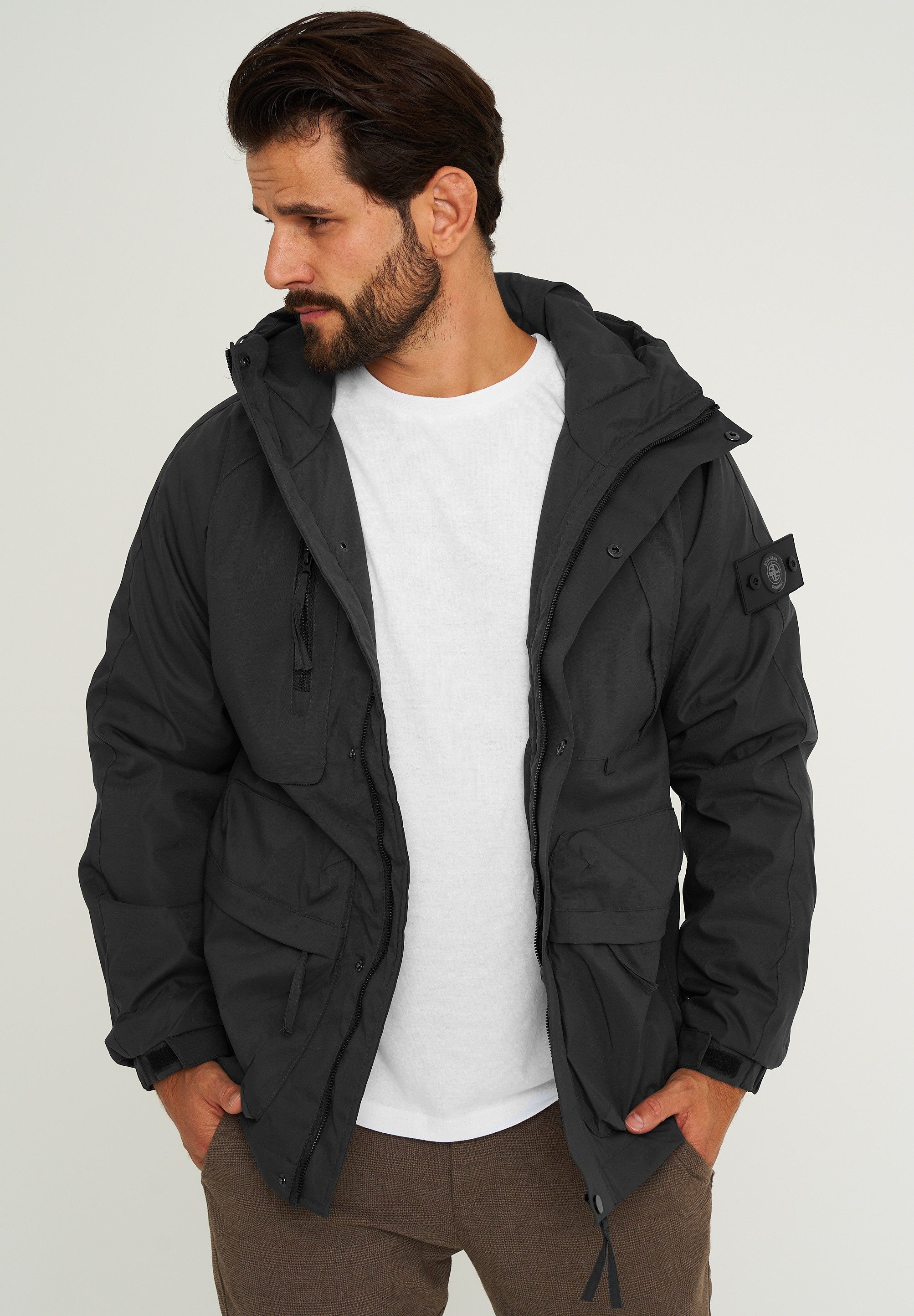 SOULSTAR Steppjacke S2MALBUN Herren leichte Field-Jacket mit Kapuze Fleece gefütterte Outdoor-Jacke