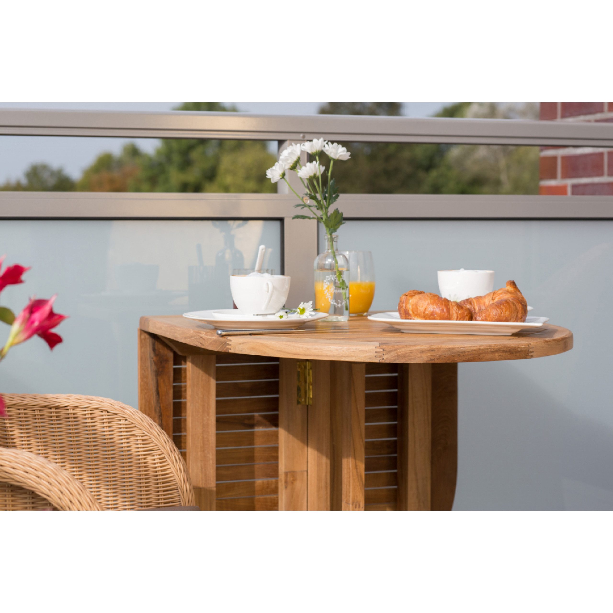 deVries Gartentisch deVries Balkontisch WOODIE aus Teakholz Ovaler Klapptisch Gartentisch