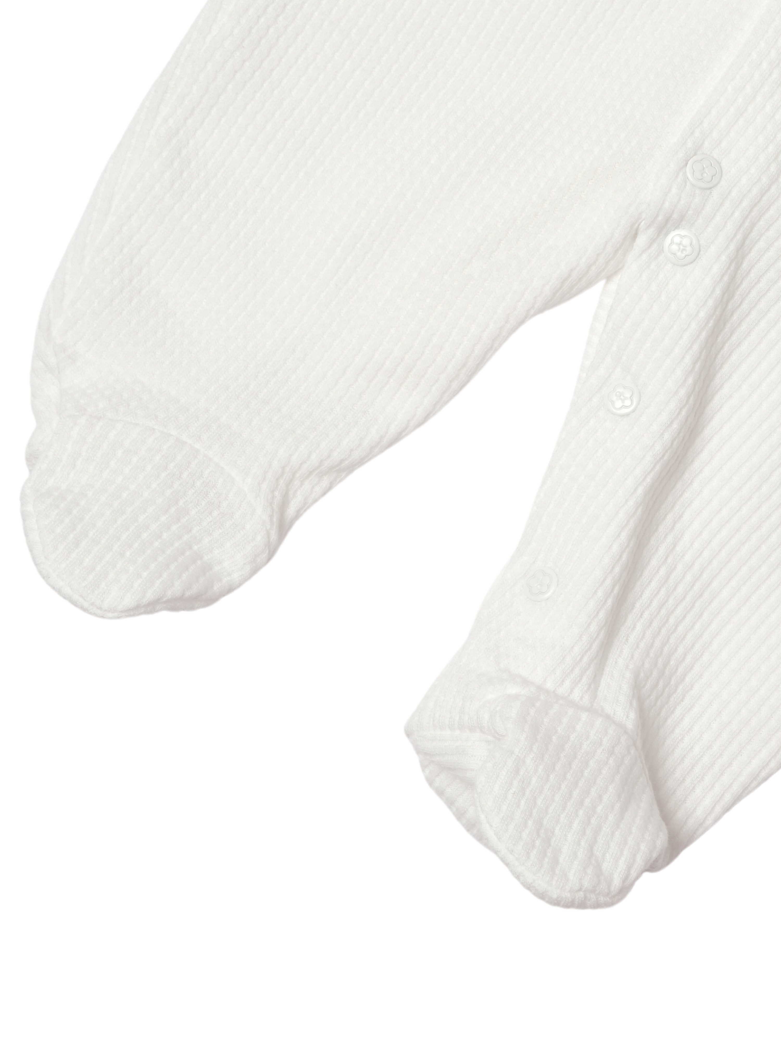 biorganic Strampler Baby Waffle Smile mit Fuß für Jungen und Mädchen Unisex Langarm (1-tlg) geknöpft, 100% Bio-Baumwolle, Waffelstruktur