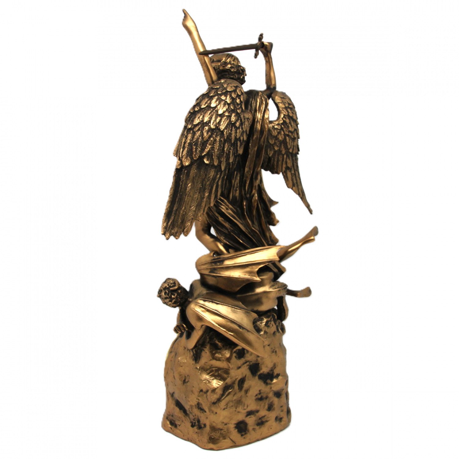 Queen Isabell Tischuhr Erzengel Michael besiegt das Böse Religiöse Bronzeskulptur