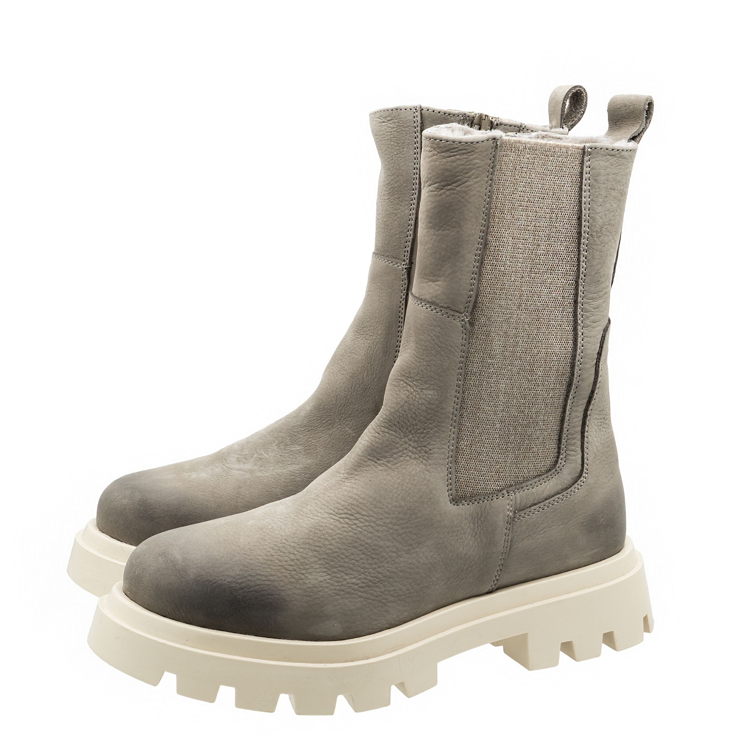 Dianetti Dianetti Stiefel Damen Teens 1469 Chelsea Boots Lammfell Grau Stiefelette