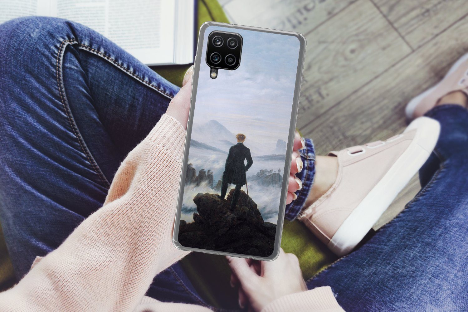 MuchoWow Handyhülle für Samsung Galaxy A12 Der Wanderer über dem Nebelmeer - Caspar David, Smartphone-Bumper, Print, Handy Schutzhülle Dünn