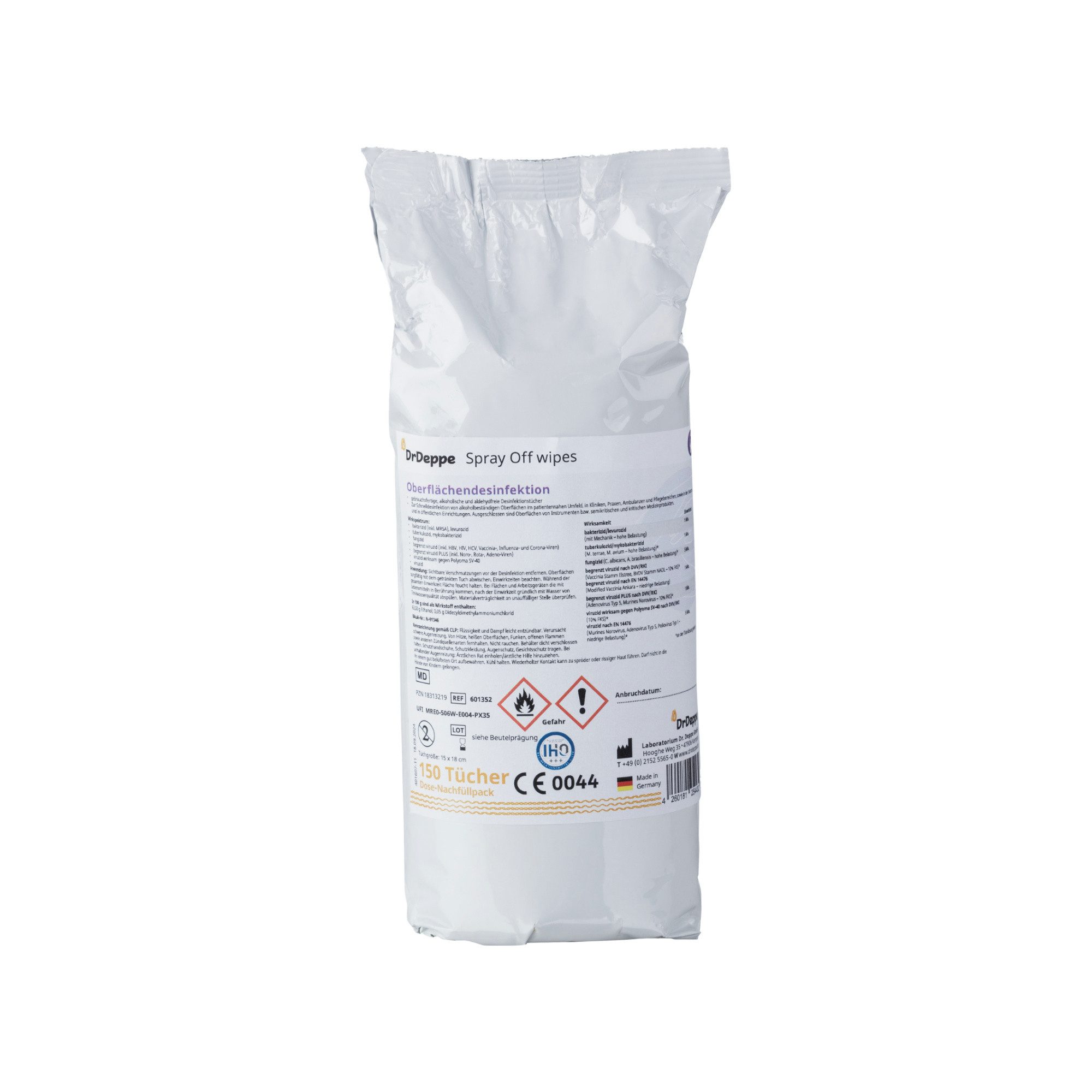 Dr.Deppe DrDeppe - Spray Off wipes - alkoholhaltige Flächendesinfektionstücher Reinigungstücher (Dose-Nachfüllpack, 1-tlg)