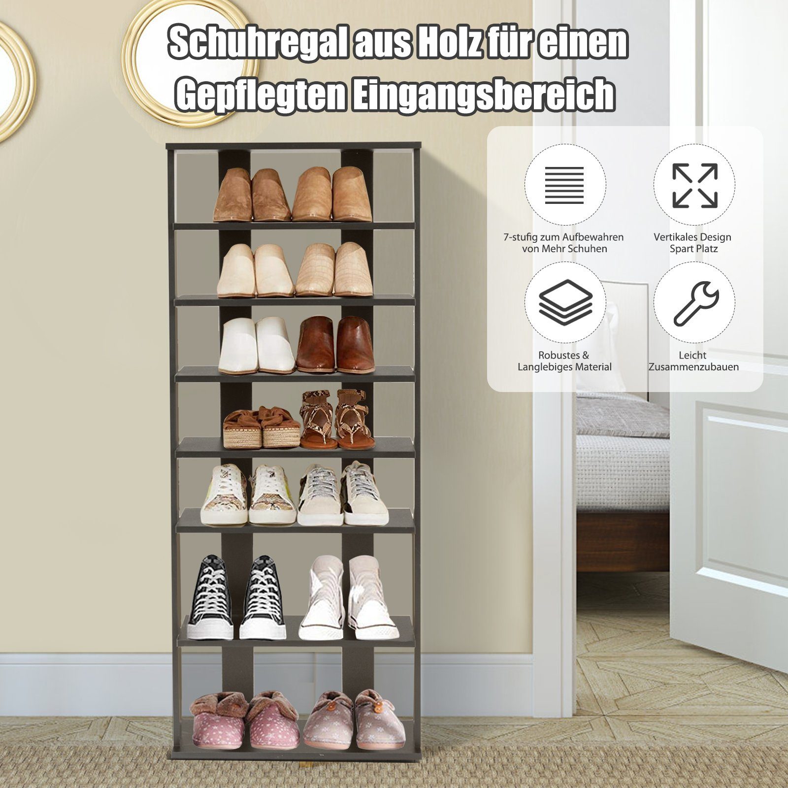 COSTWAY Schuhregal, 8 Ebene, mit verstellbaren günstig online kaufen