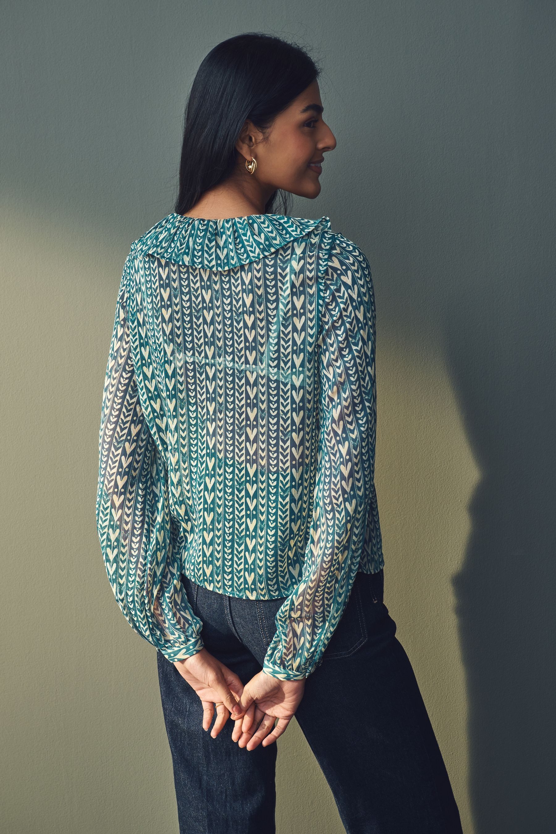 Next Rüschenbluse Transparente Schluppenbluse mit Rüschen, Kurzgröße (1-tlg günstig online kaufen