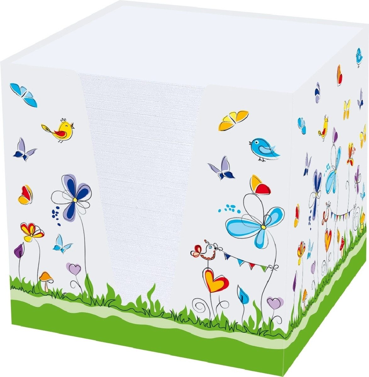 RNK Verlag Notizzettel Notizklotz Schmetterlinge 70 g/qm 92x92x92mm weiß 900 Blatt