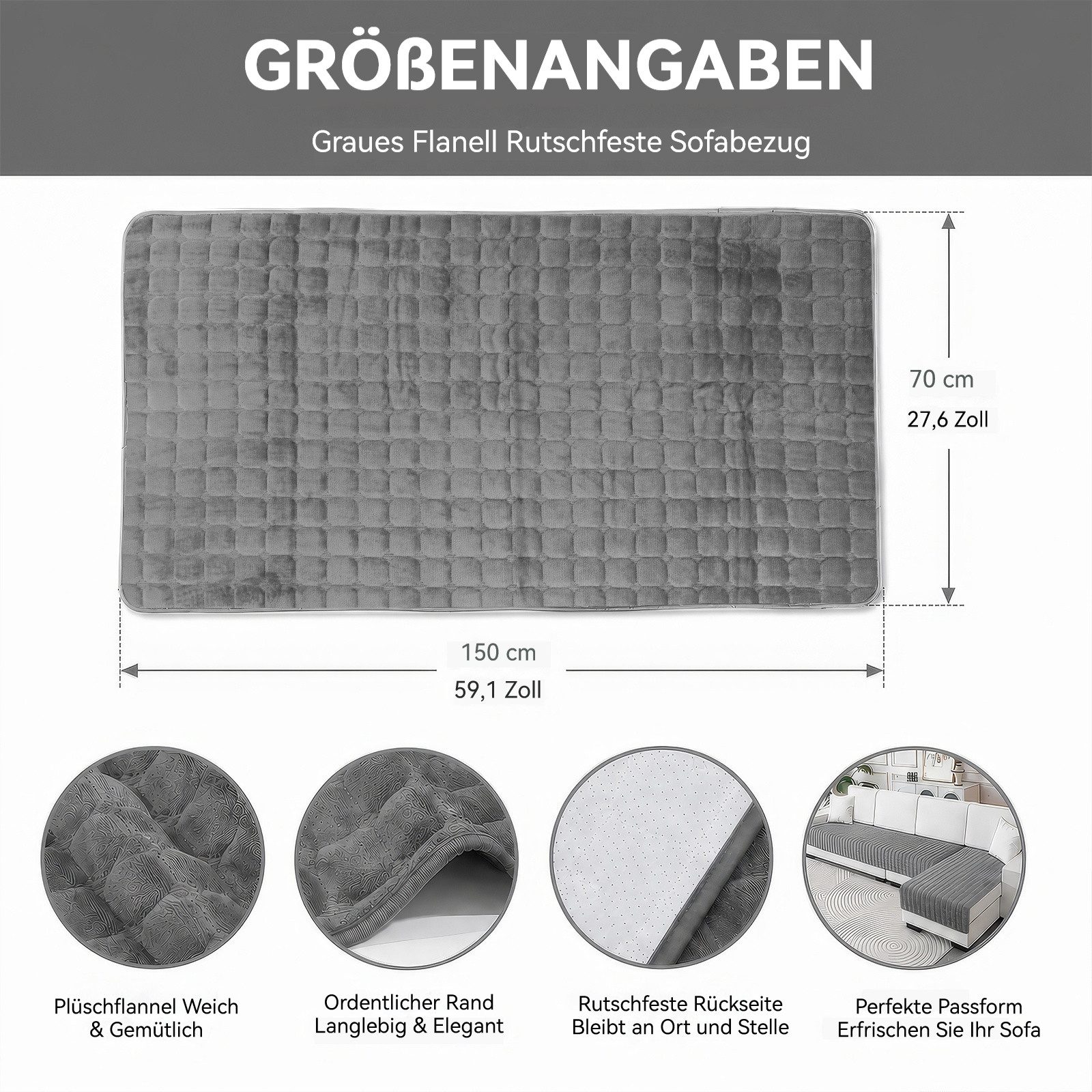 BlingBin Sofabezug Generisch Weicher Flanell Sofaschoner,Rutschfester Sofa üBerzug, Weicher Couchbezug für Verschiedene Sofas für Den Innen