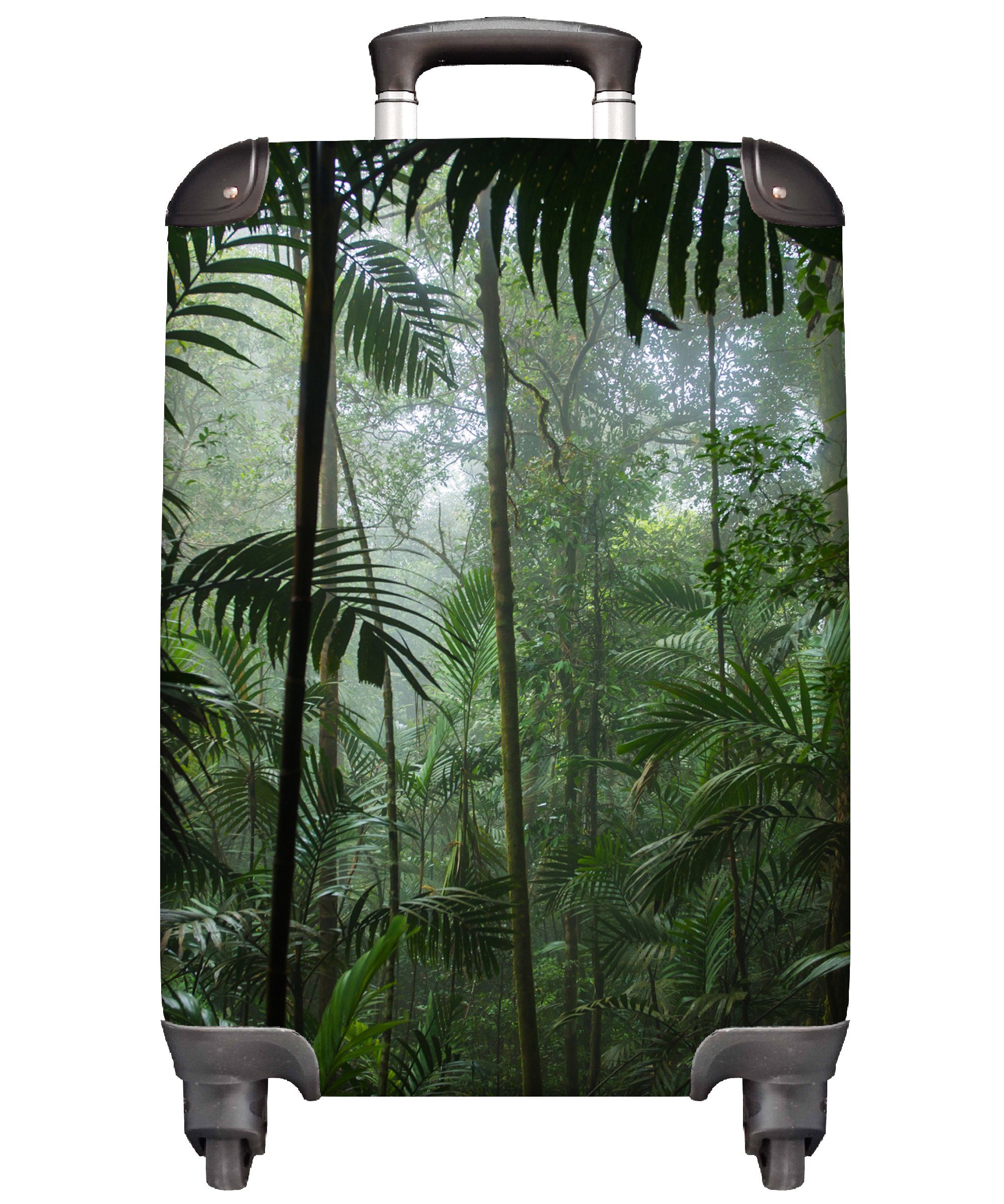 - Regenwald - - Pflanzen, MuchoWow Tropisch Bäume Reisetasche für - 4 Dschungel Reisekoffer rollen, Trolley, Ferien, mit Rollen, Handgepäck Handgepäckkoffer