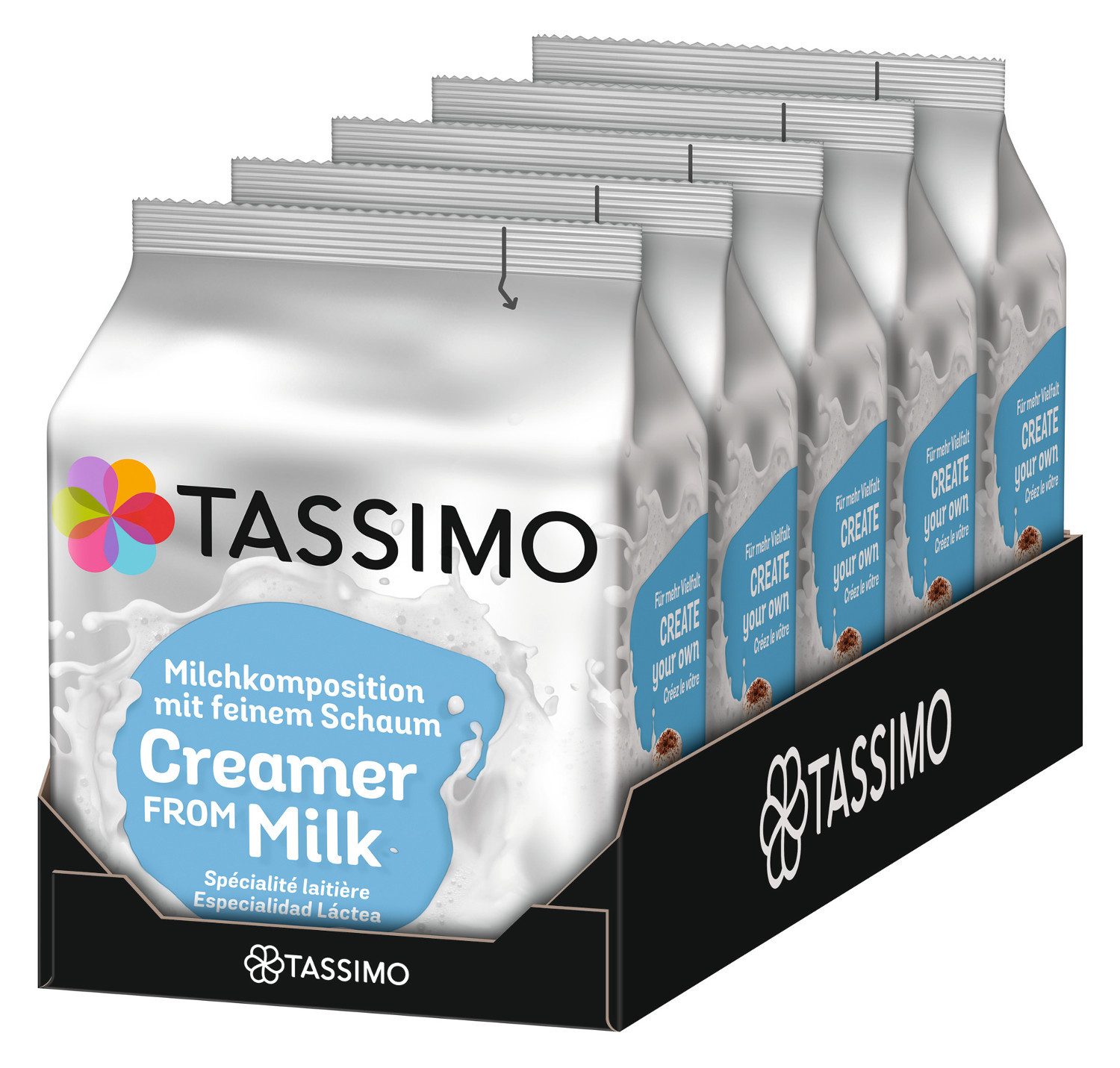 TASSIMO Kaffee Kapseln Milchkomposition T Discs 5 x 16 Milchkapseln Milchschaum, (Packung, 5er Pack)