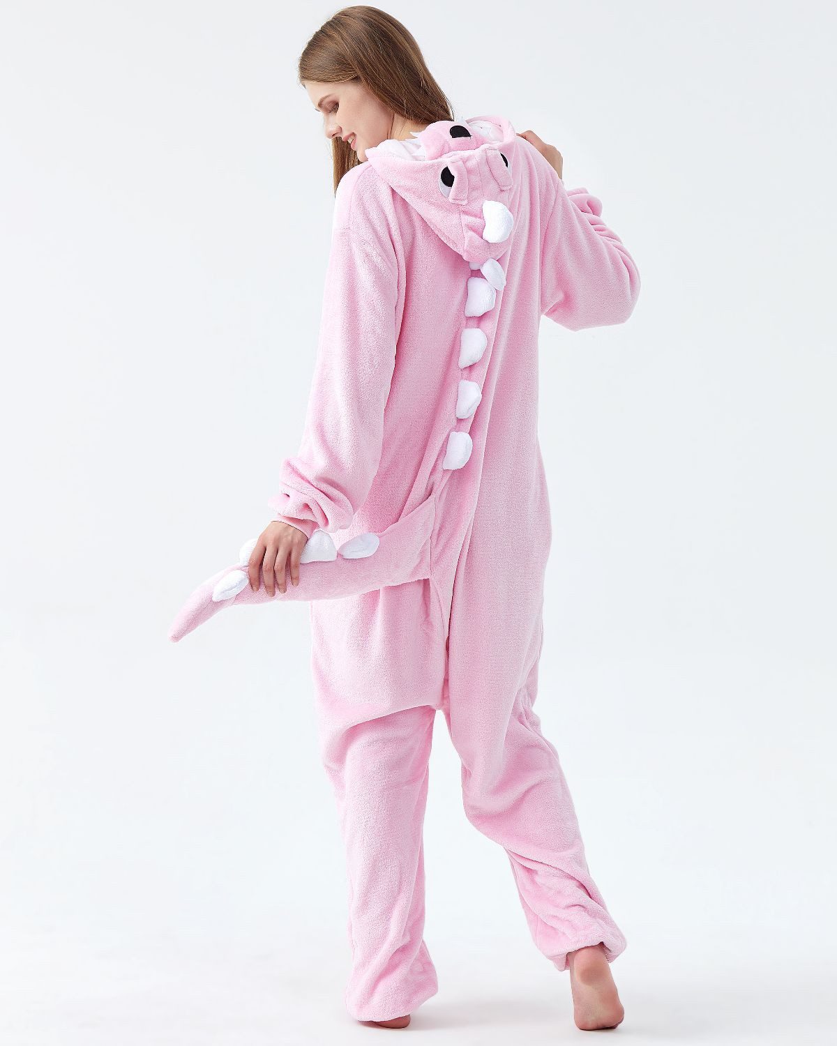 Corimori Partyanzug Onesie Ganzkörper Kostüm für Erwachsene, Krokodil-Kostüm Damen Herren Dino Rosa Dinosaurier Krokodil Drache,XL