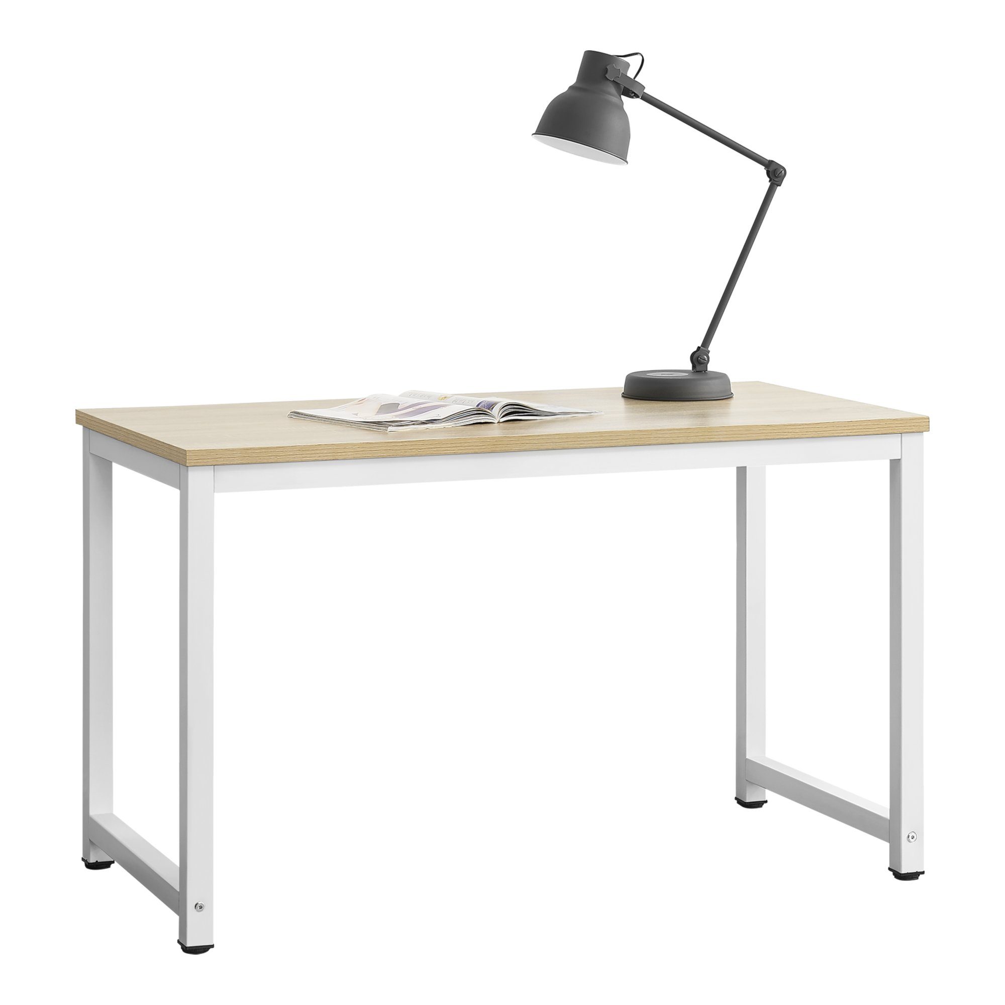 »Herning« holzfarben en.casa Bürotisch Computertisch Weiß/Eiche-Optik - - Schreibtisch, weiß 75x120x60cm