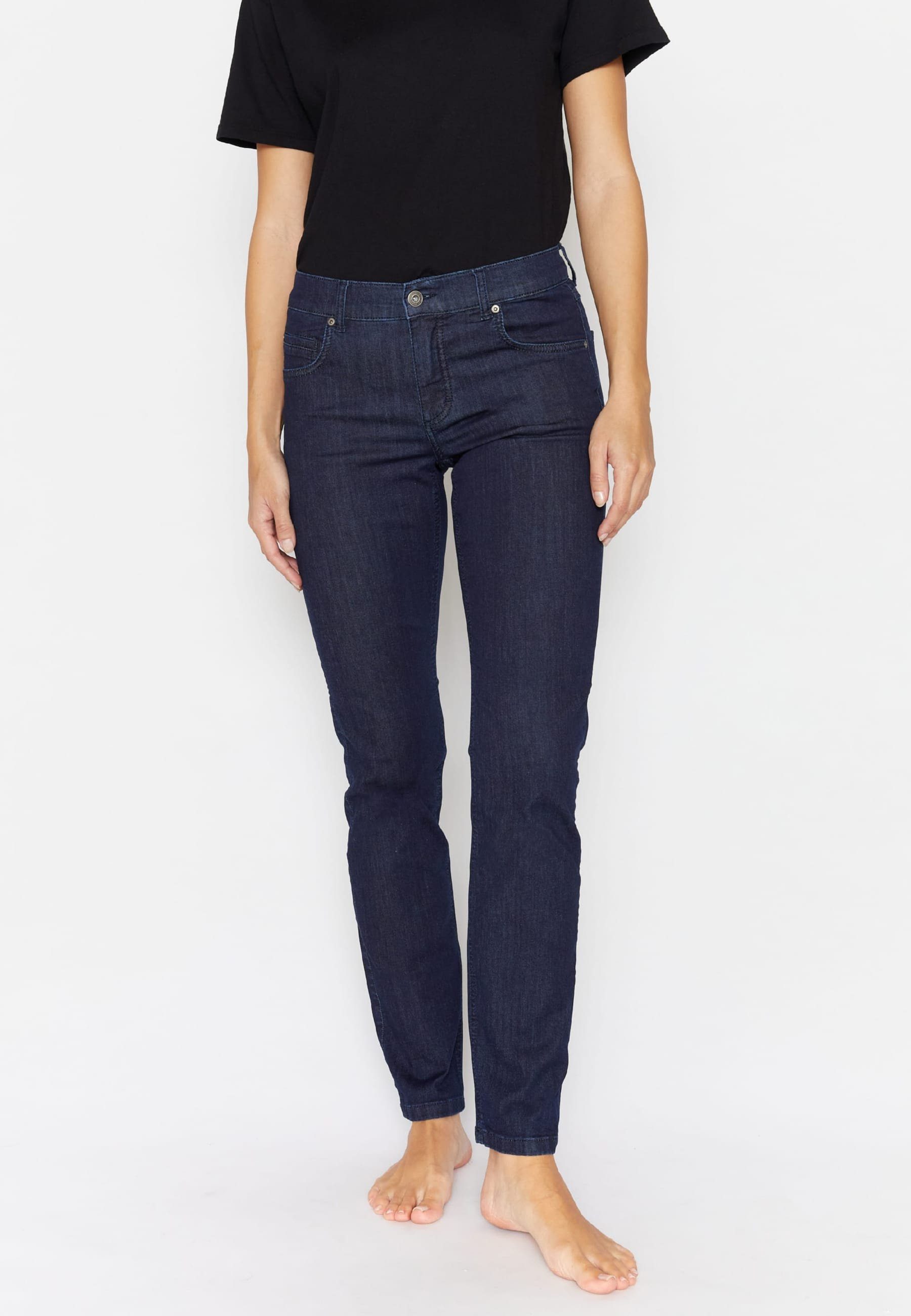 ANGELS Straight-Jeans Jeans Cici mit Organic Cotton mit Label-Applikationen blau