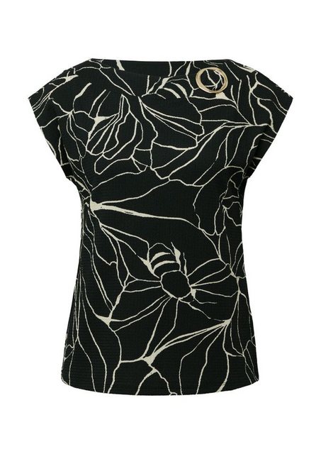 s.Oliver BLACK LABEL Kurzarmshirt Gemustertes Relaxed-Fit-Shirt mit Schmuck günstig online kaufen