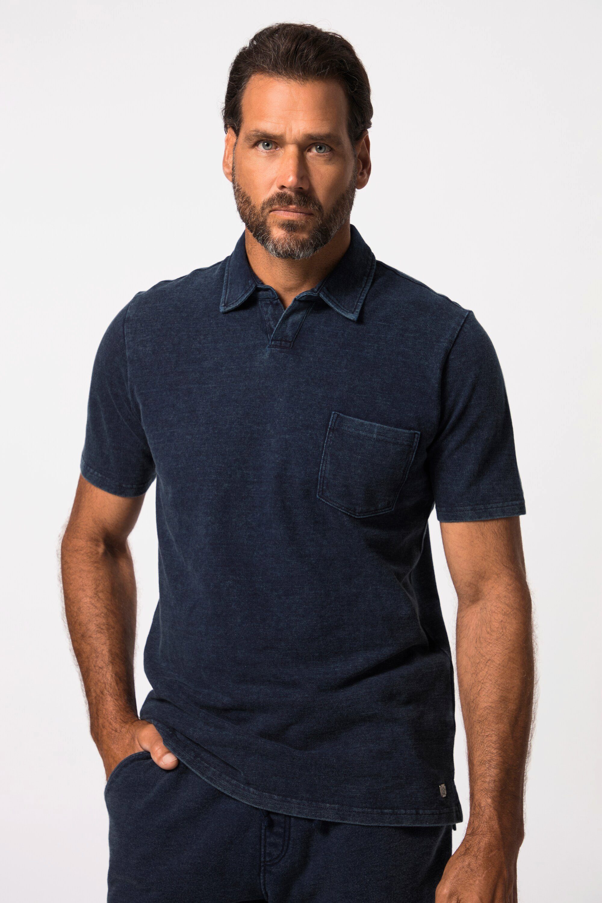 Poloshirt Poloshirt Halbarm Piqué Jeanslook
