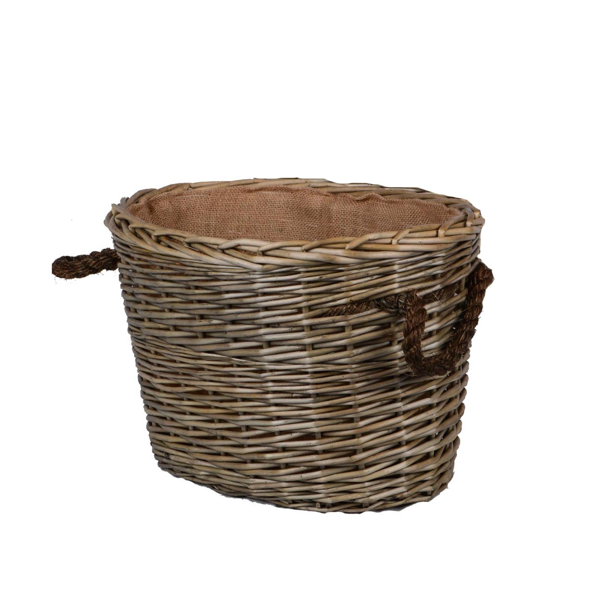 UNUS HOME Kaminholzkorb Korb oval gefüttert mit Seilgriffe grau (1 St) günstig online kaufen