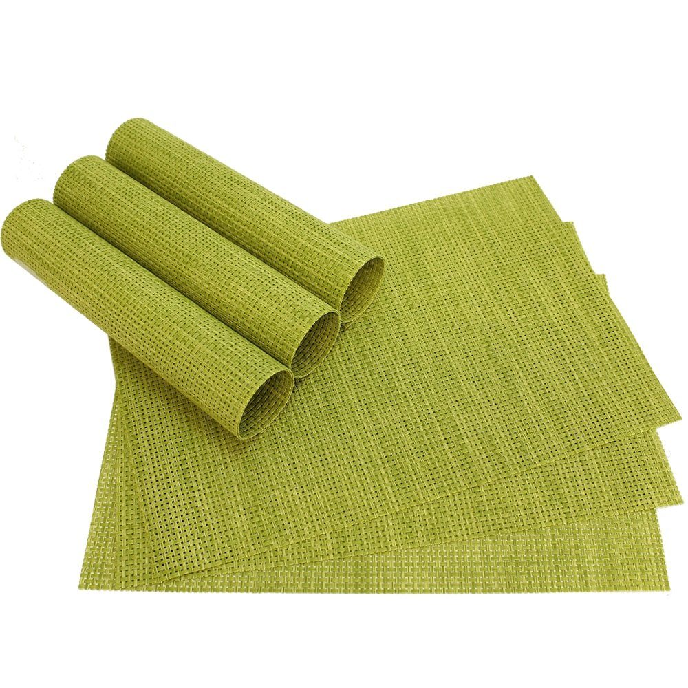 matches21 HOME & HOBBY Platzset Tischset ELEGANCE grün 6er Tischunterlage als Tischdeko, (6-St), modernes Esstisch Platzdeckchen als abwaschbarer Tischuntersetzer
