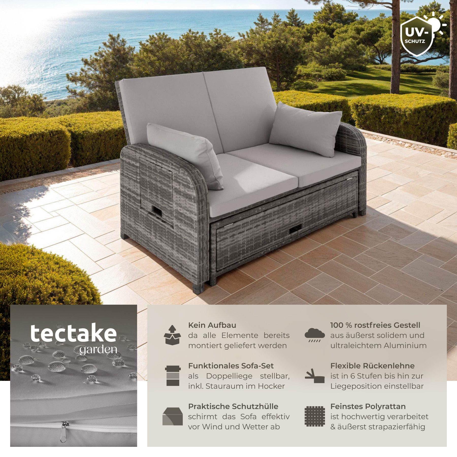 tectake Loungeset Rattan Sofa, (Set., 2-tlg), günstig online kaufen