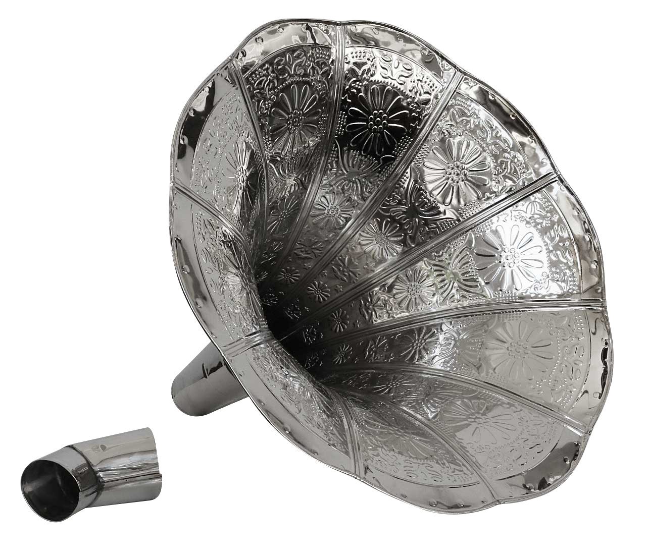 Dekoobjekt Trichter Grammophon Horn silberfarben im antik Stil gramophone (C)
