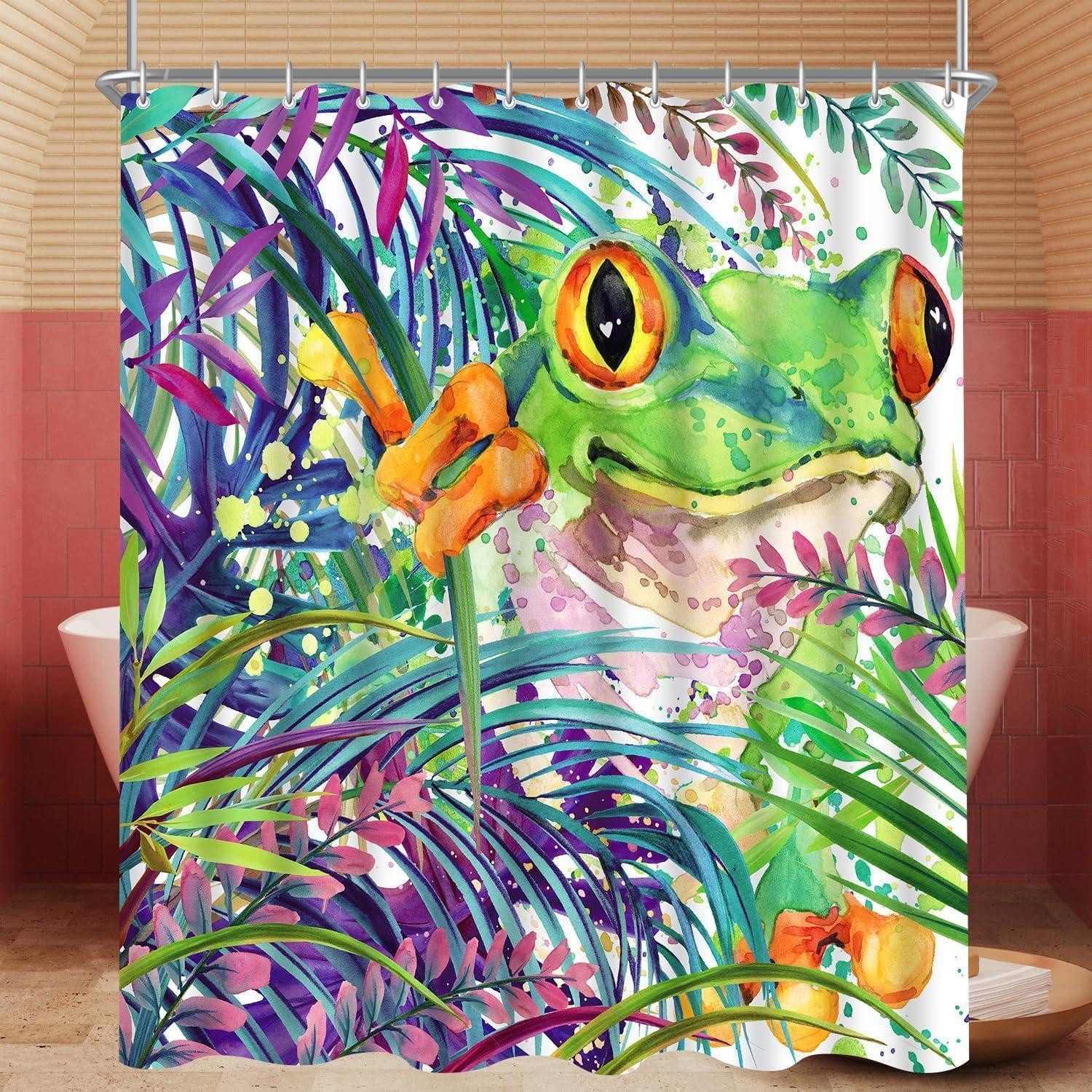 LuxusKollektion Duschvorhang Duschvorhang 180x200 Bemalter Frosch H200 x B180 cm (1er Pack)