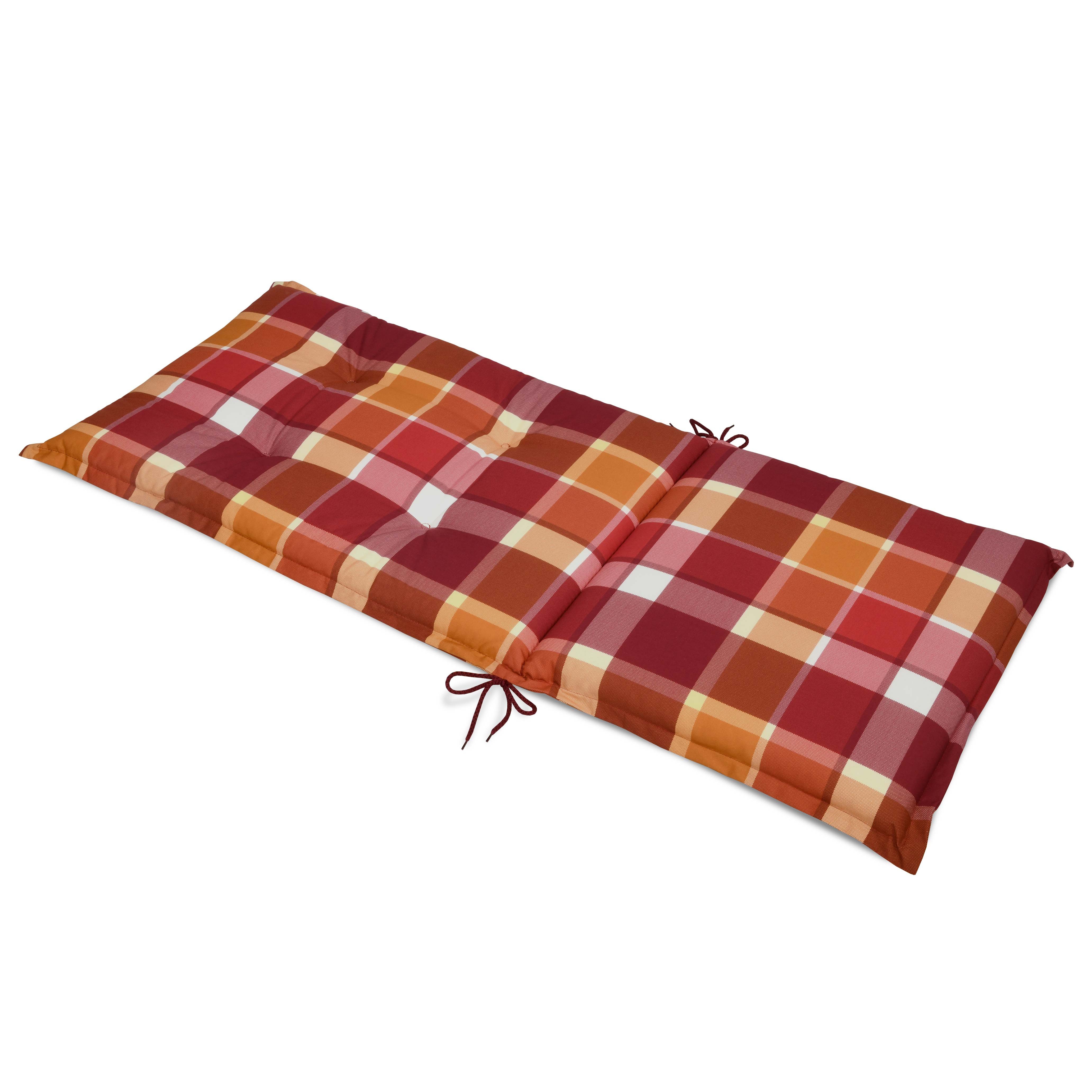 Beautissu Hochlehnerauflage 6er Set Hochlehner Auflagen Set 120x50 cm Polster Rot Kariert, 6cm Dicke Polsterauflage rutschfest UV-Lichtecht 5 Stuhlkissen