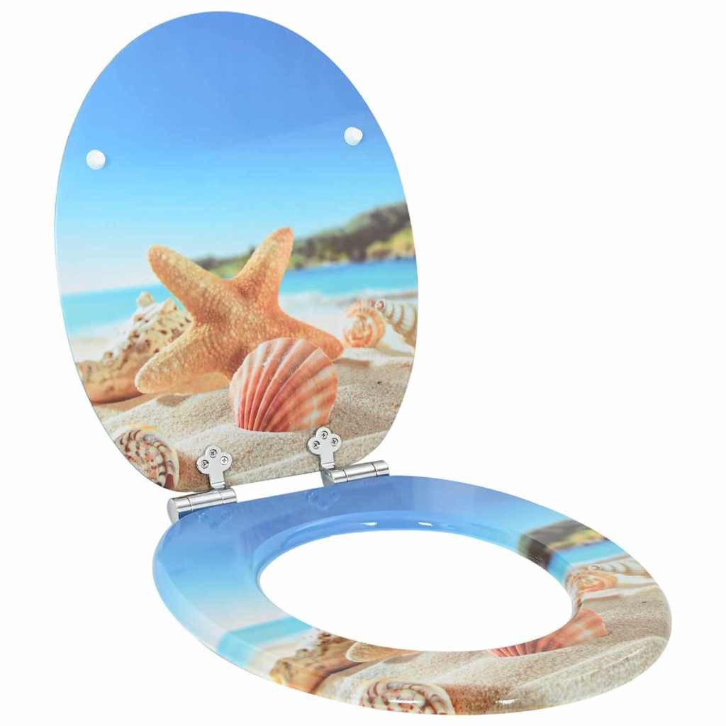 vidaXL WC-Sitz Soft-Close Toilettensitz Meeres Muschel 44 x 38 cm MDF-Platte (1-St)