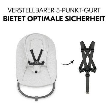 Hauck Hochstuhl Alpha Plus Natur Newborn Set Light Grey, Holz Babystuhl ab Geburt inkl. Aufsatz für Neugeborene & Sitzauflage