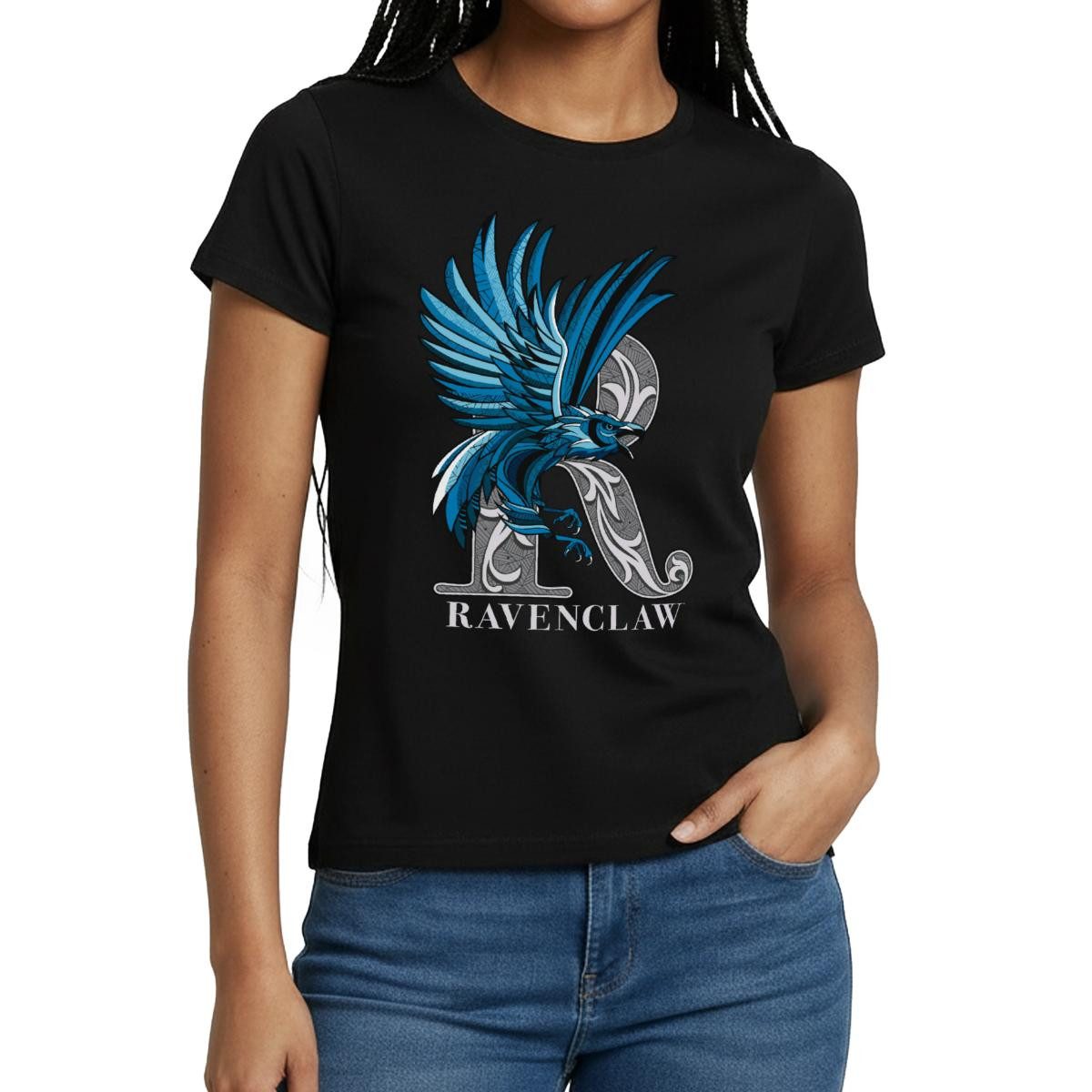 T-Shirt Harry Potter Ravenclaw Silver Monochrom Frauen T-Shirt