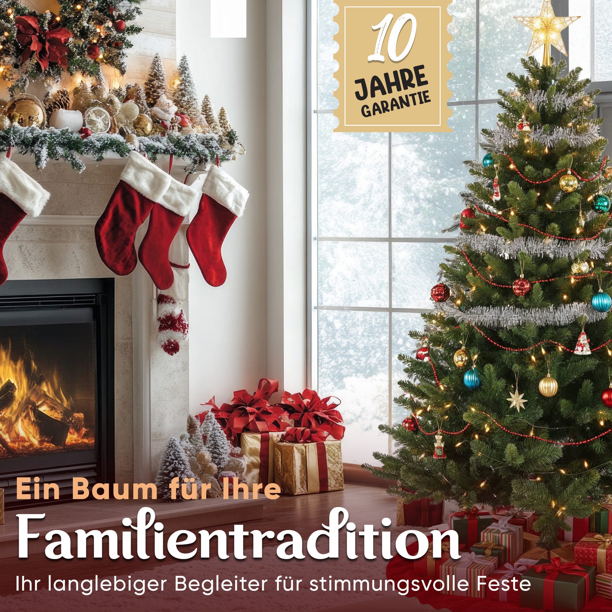 VESKA Künstlicher Weihnachtsbaum Naturgetreu mit Holzständer, Tannenbaum 140cm / 180 cm, Nordmanntanne, dichte Zweige, mit Aufbewahrungstasche, LED Beleuchtung