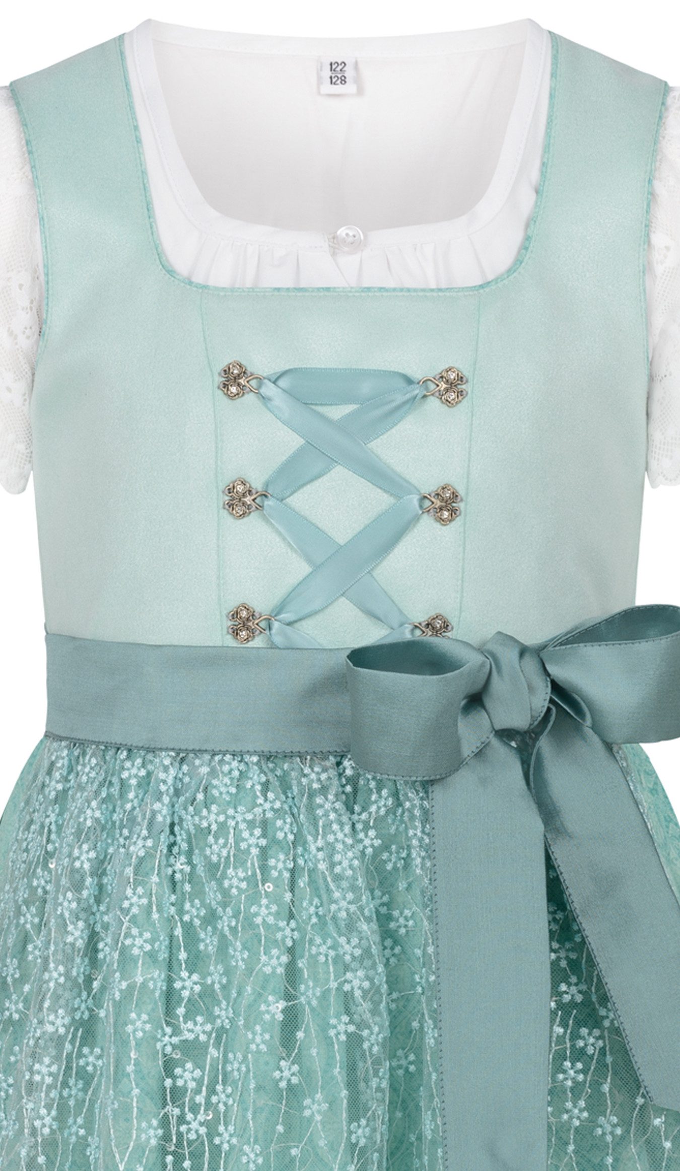 Nübler Dirndl Kinderdirndl Gundi in Aqua von Nübler - Rocklänge knielang – Bild 4 von 5