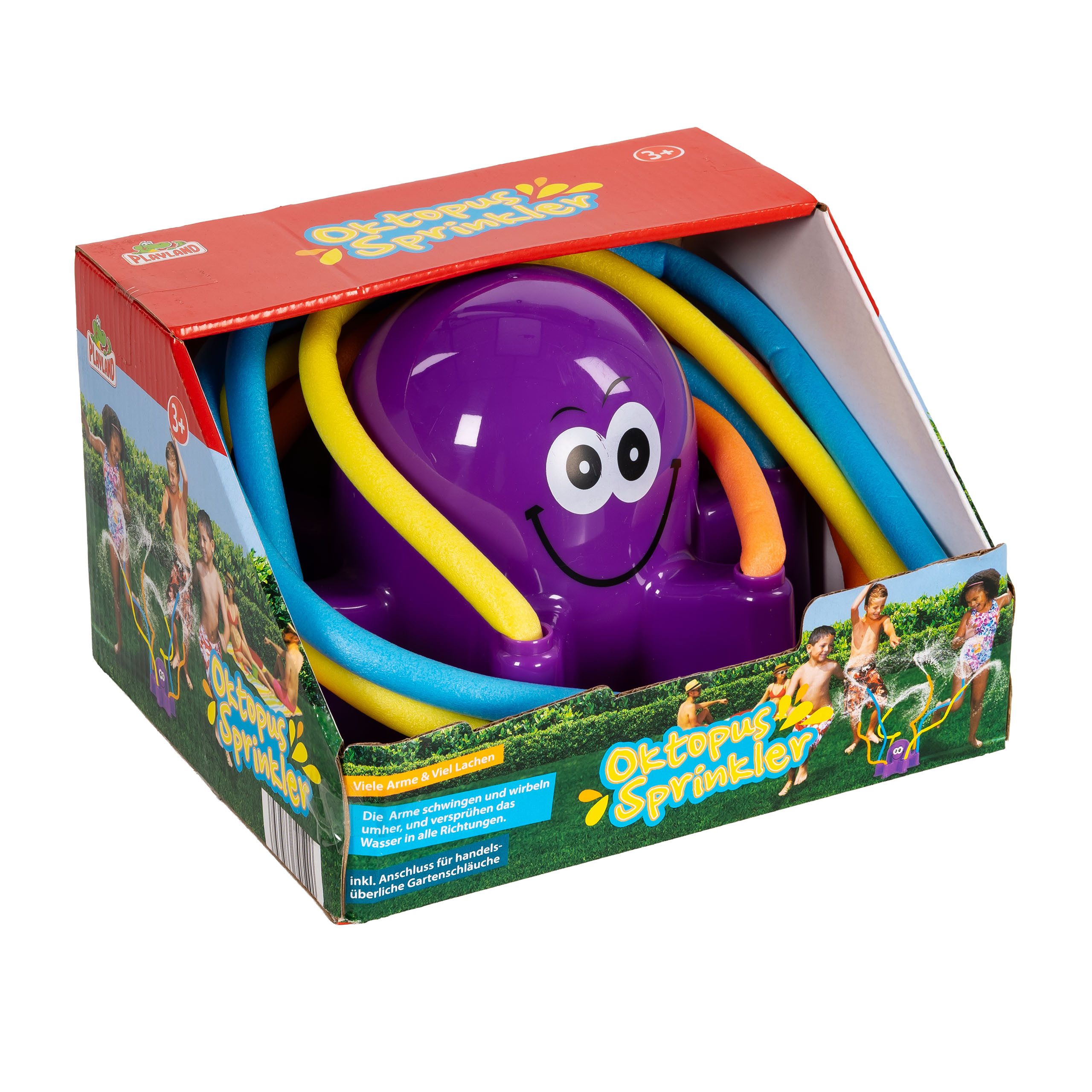 Playland Spiel-Wassersprenkler Wassersprinkler Oktopus für Kinder, Wasserspielzeug mit 6 Armen, ca. 20,5 x 20 x 14 cm, Sprinkler für Groß und Klein